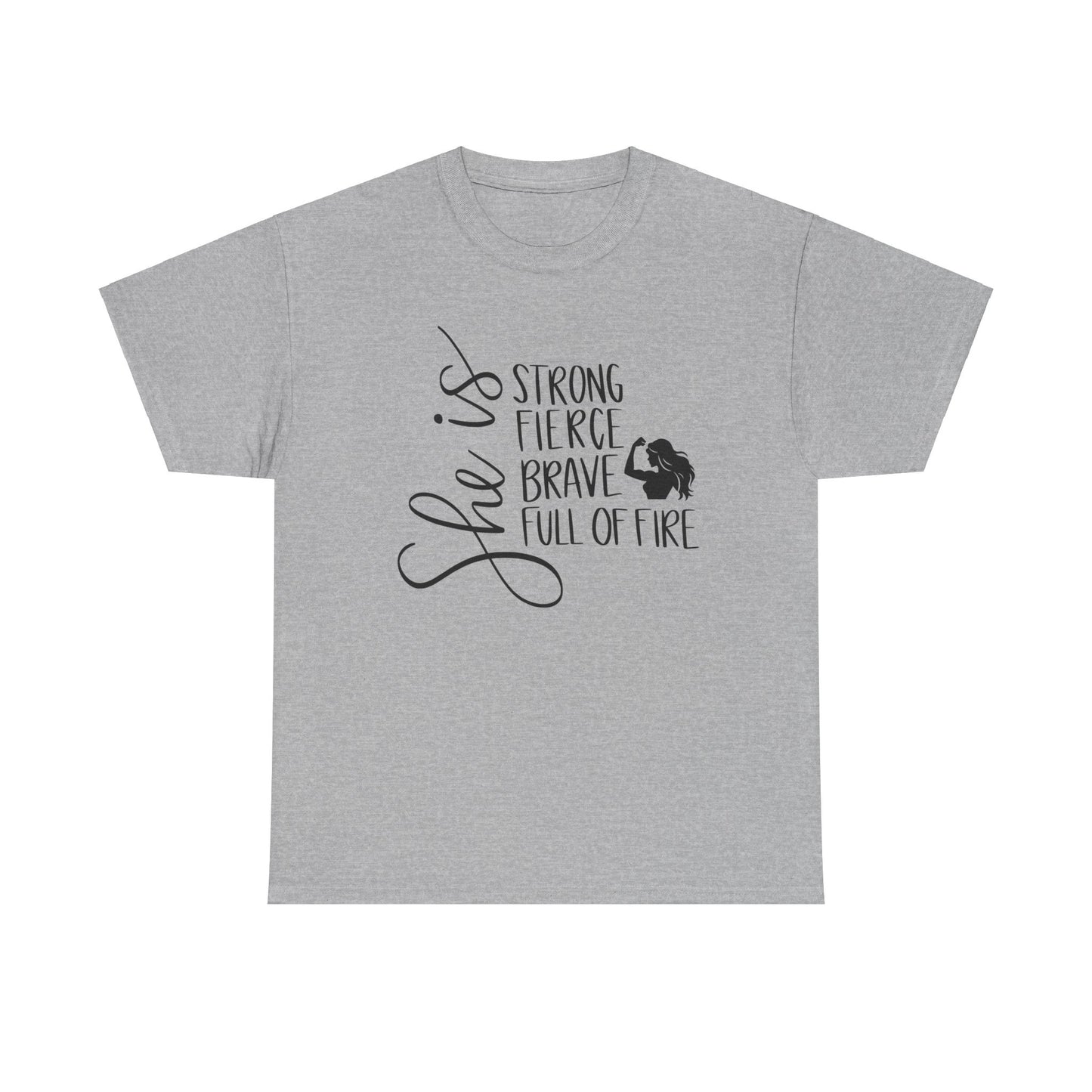 She Is Strong Printed T Shirt with Hearts