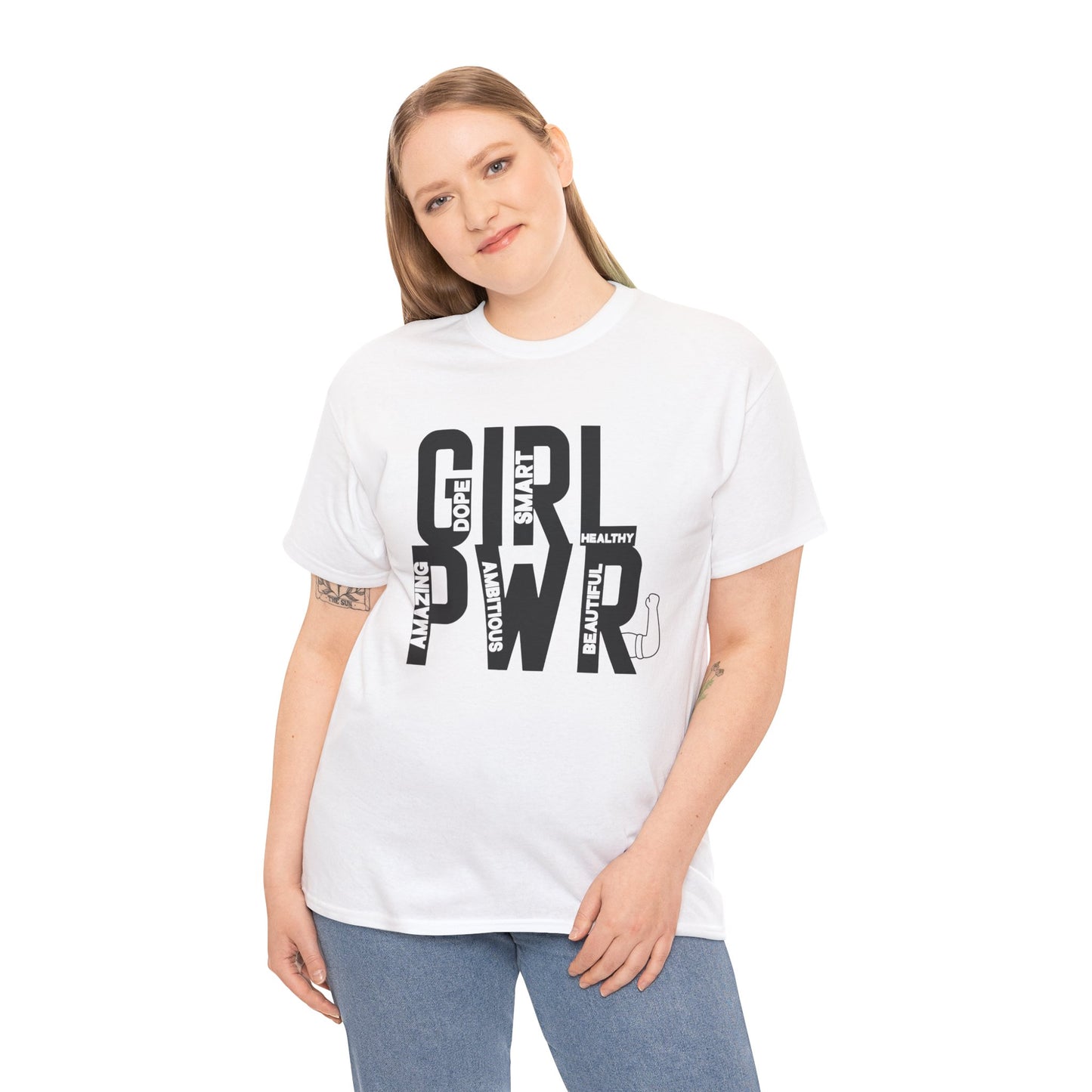 GIRL PWR Printed T Shirt with Hearts