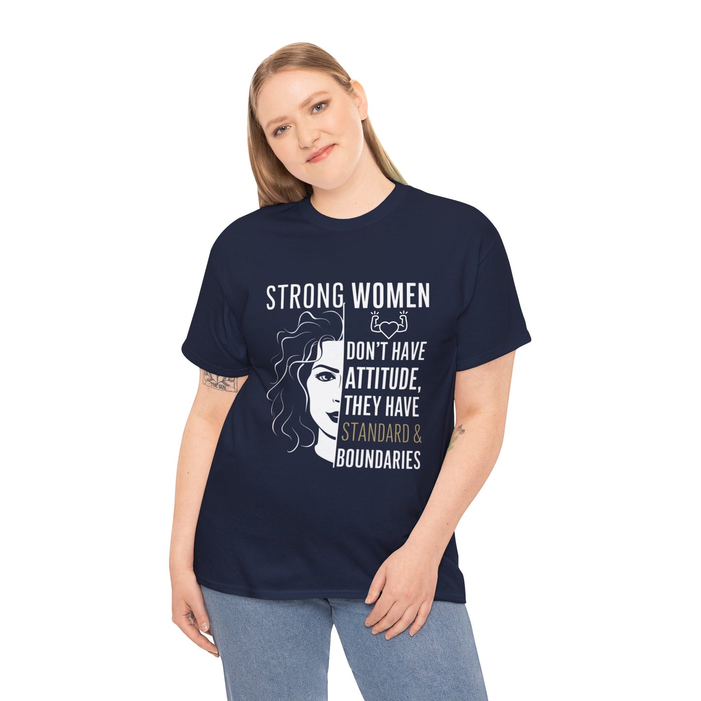 Strong Women Printed T Shirt with Hearts