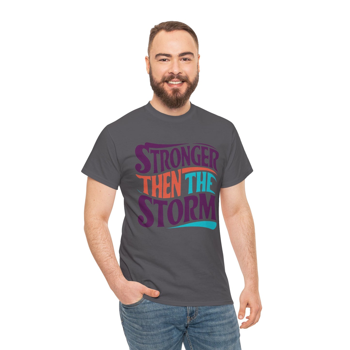 Stronger Then  Printed T Shirt with Hearts