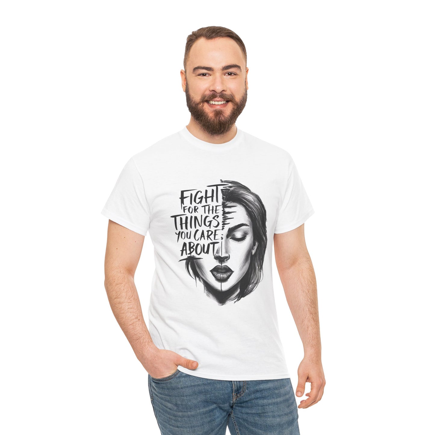 Fight Printed T Shirt with Hearts
