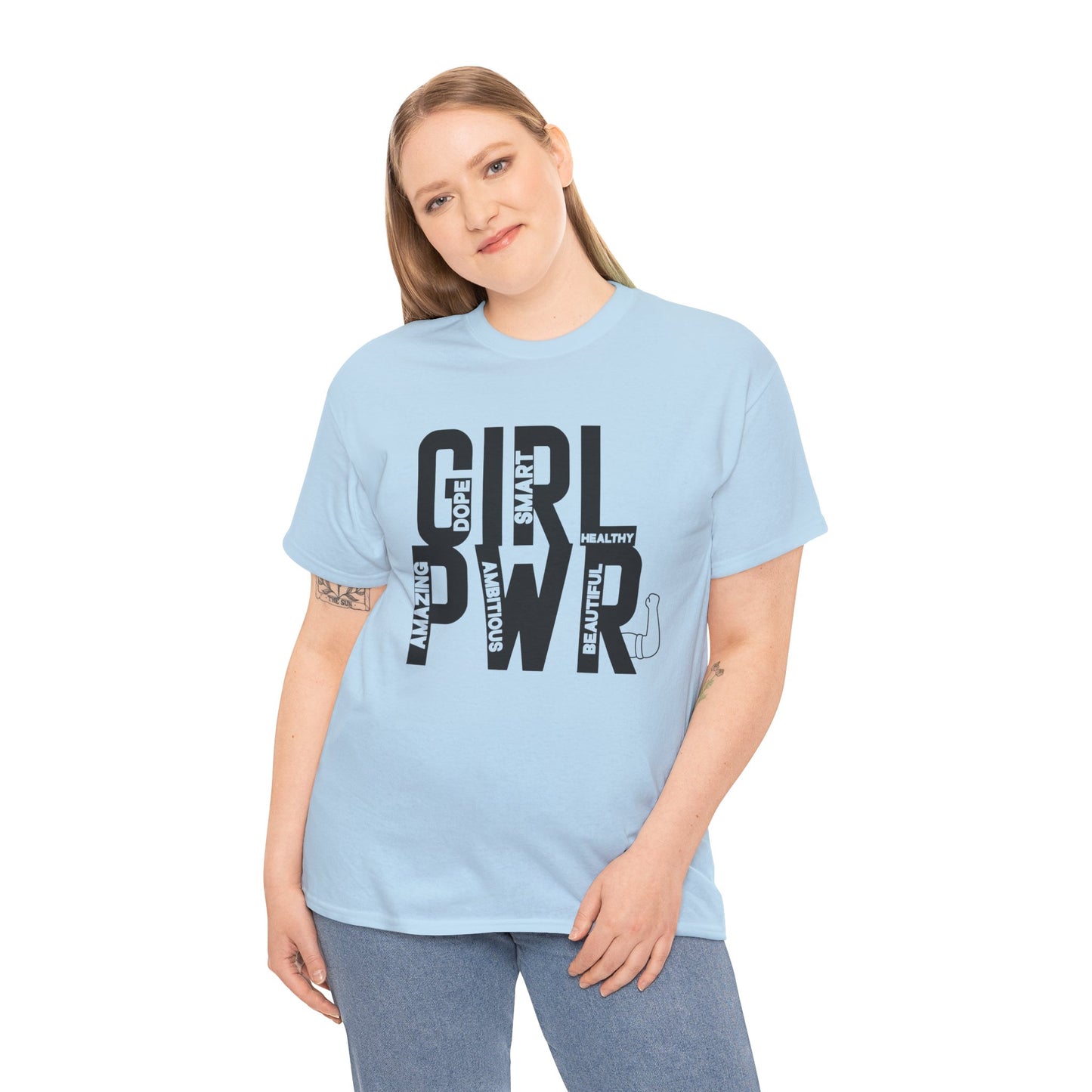 GIRL PWR Printed T Shirt with Hearts