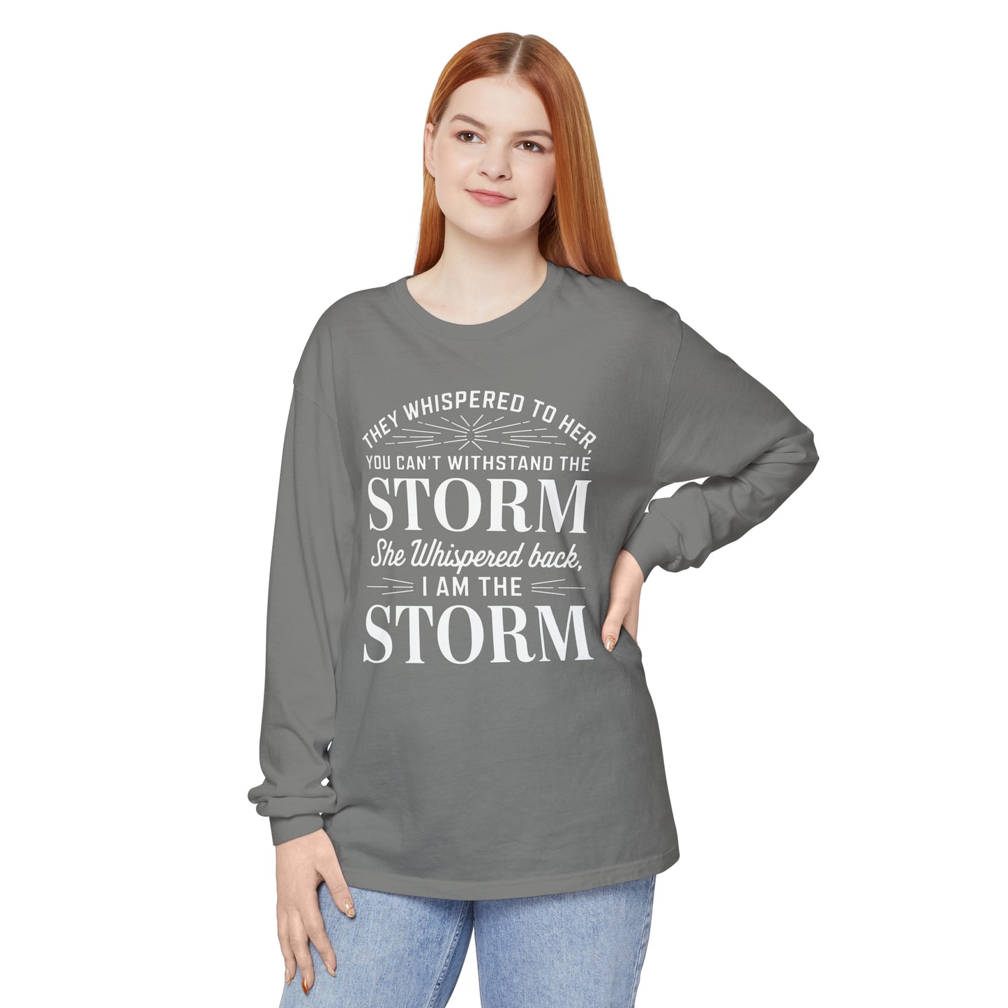They Whispered Women Garment-dyed Long Sleeve T-Shirt