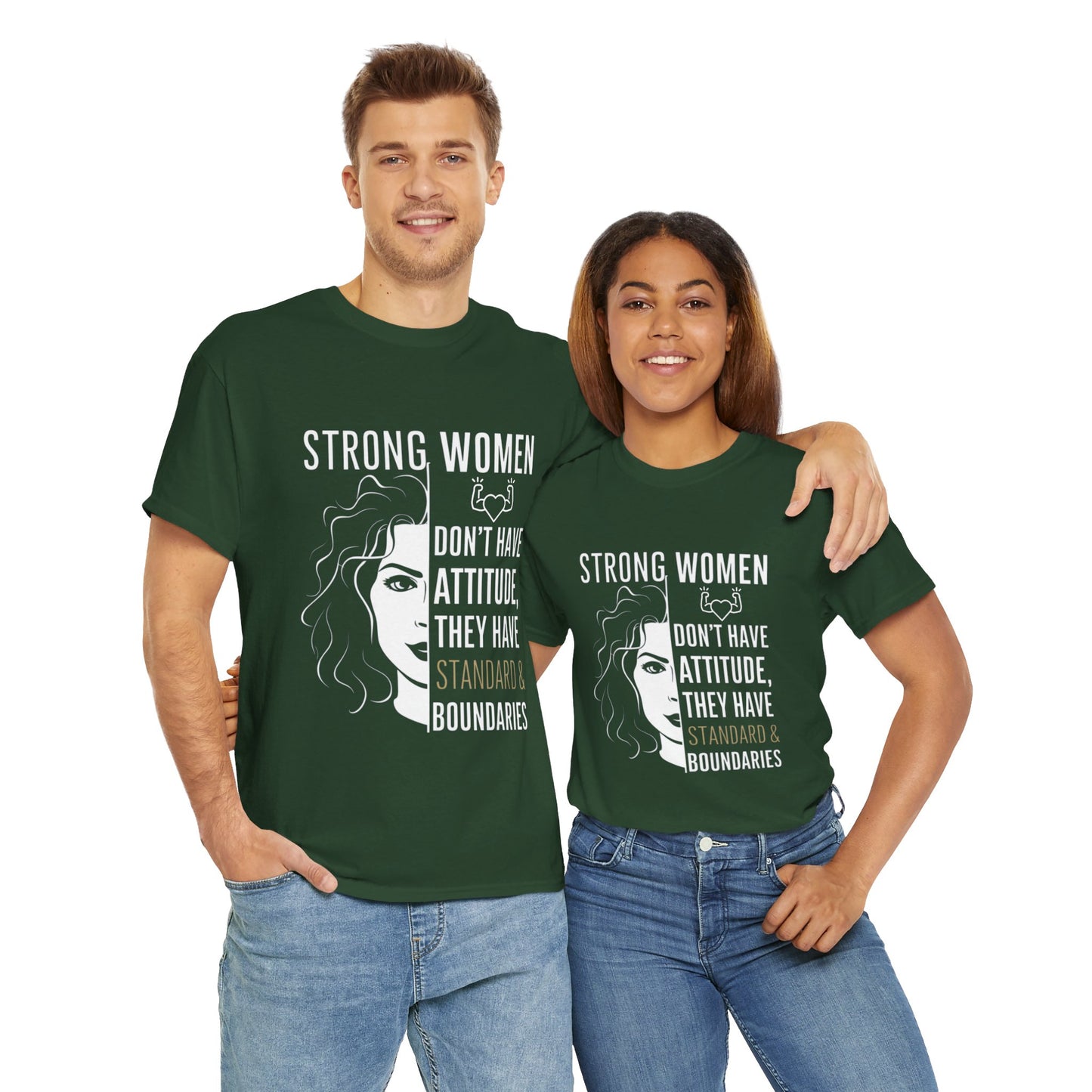 Strong Women Printed T Shirt with Hearts