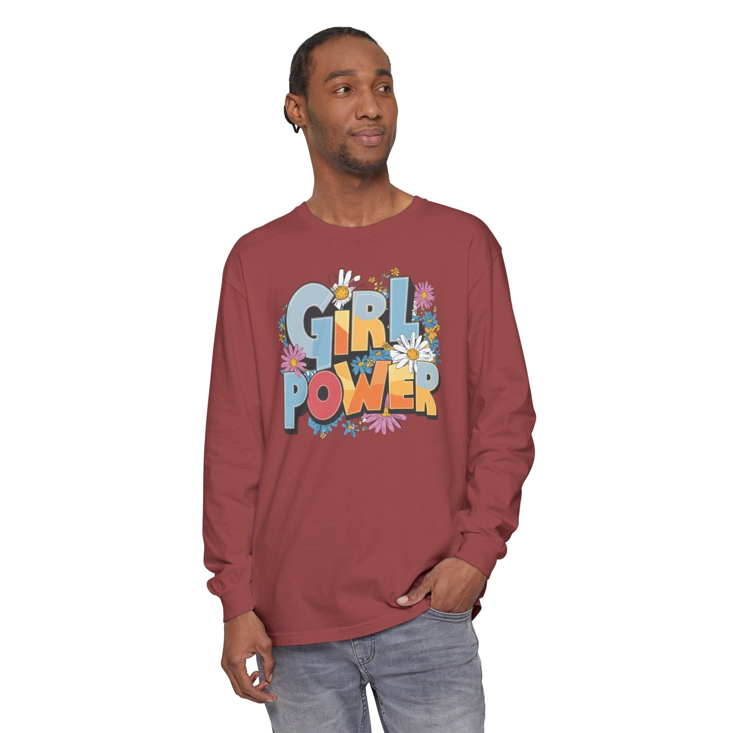 Girl Power Women Garment-dyed Long Sleeve T-Shirt