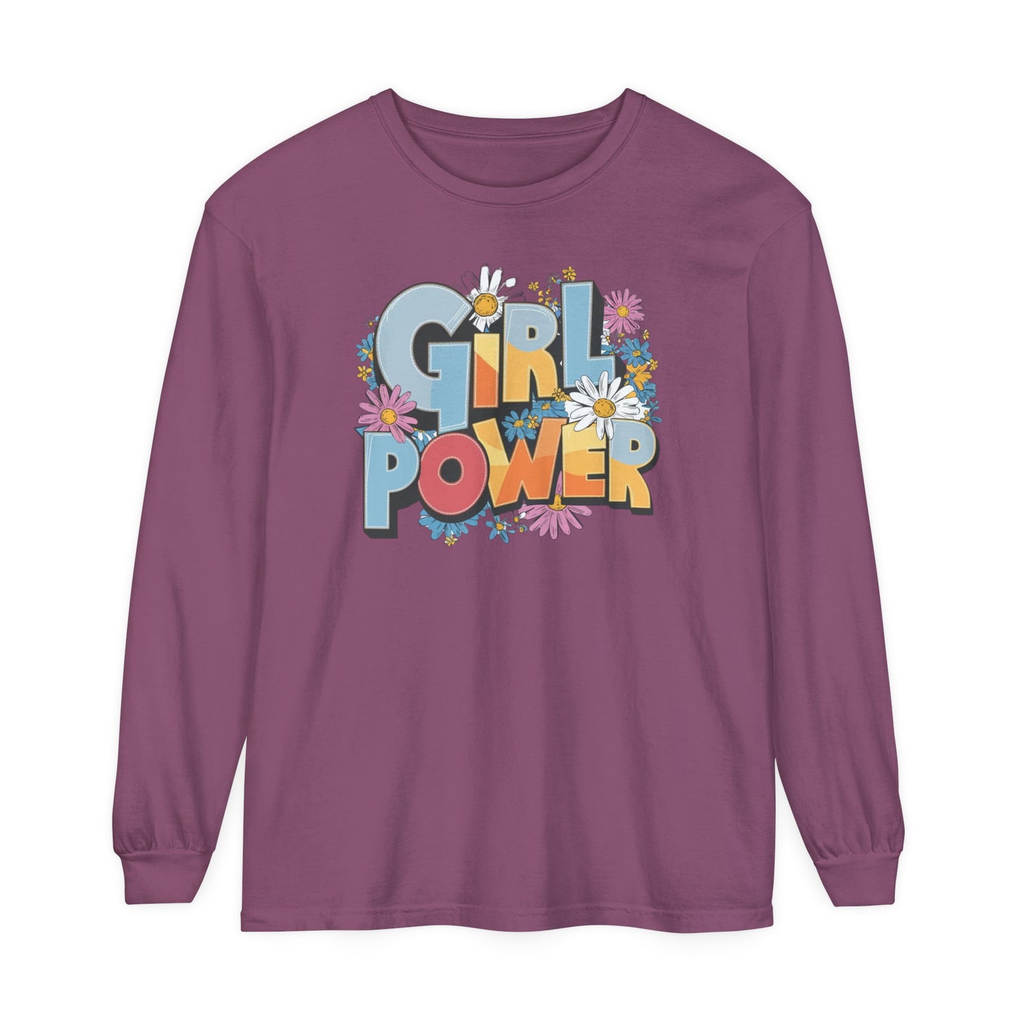 Girl Power Women Garment-dyed Long Sleeve T-Shirt