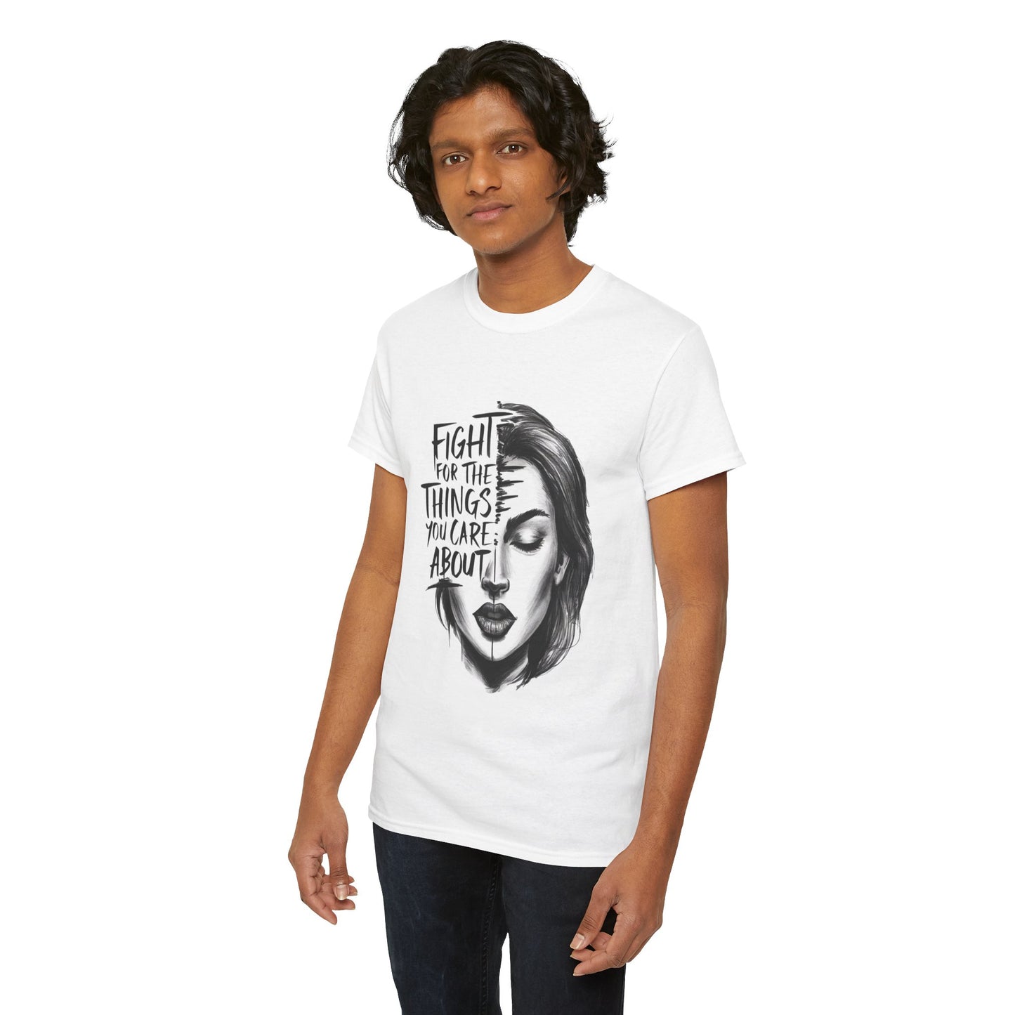 Fight Printed T Shirt with Hearts