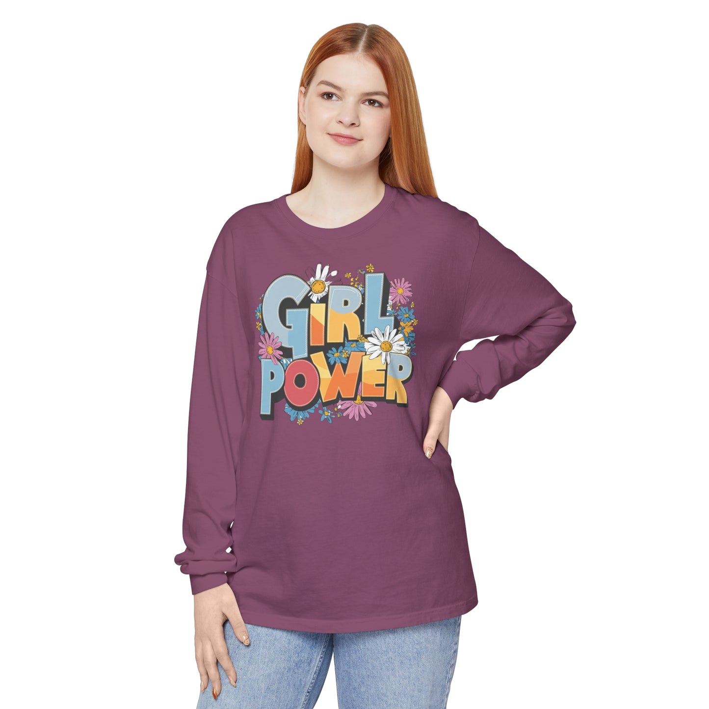 Girl Power Women Garment-dyed Long Sleeve T-Shirt