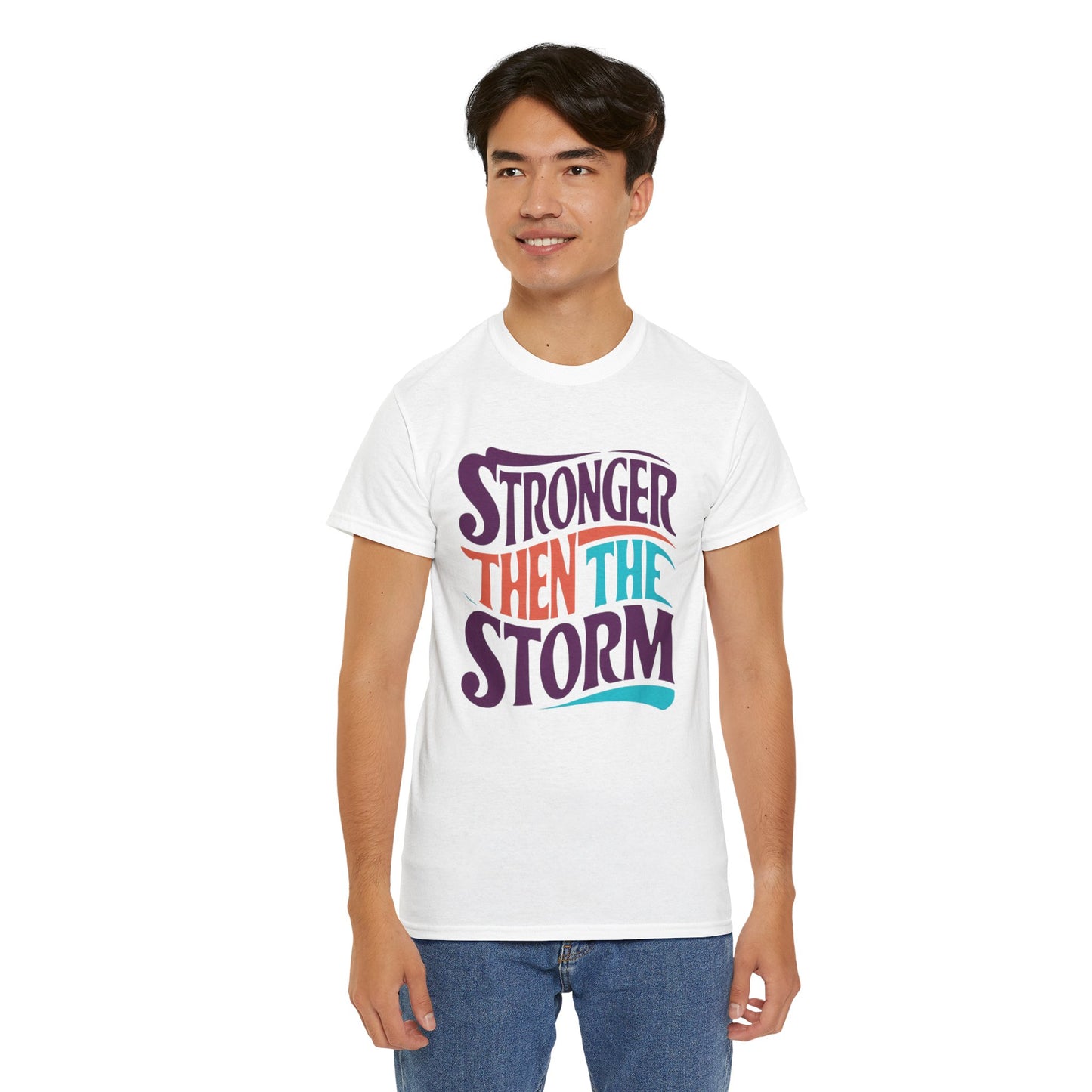 Stronger Then  Printed T Shirt with Hearts