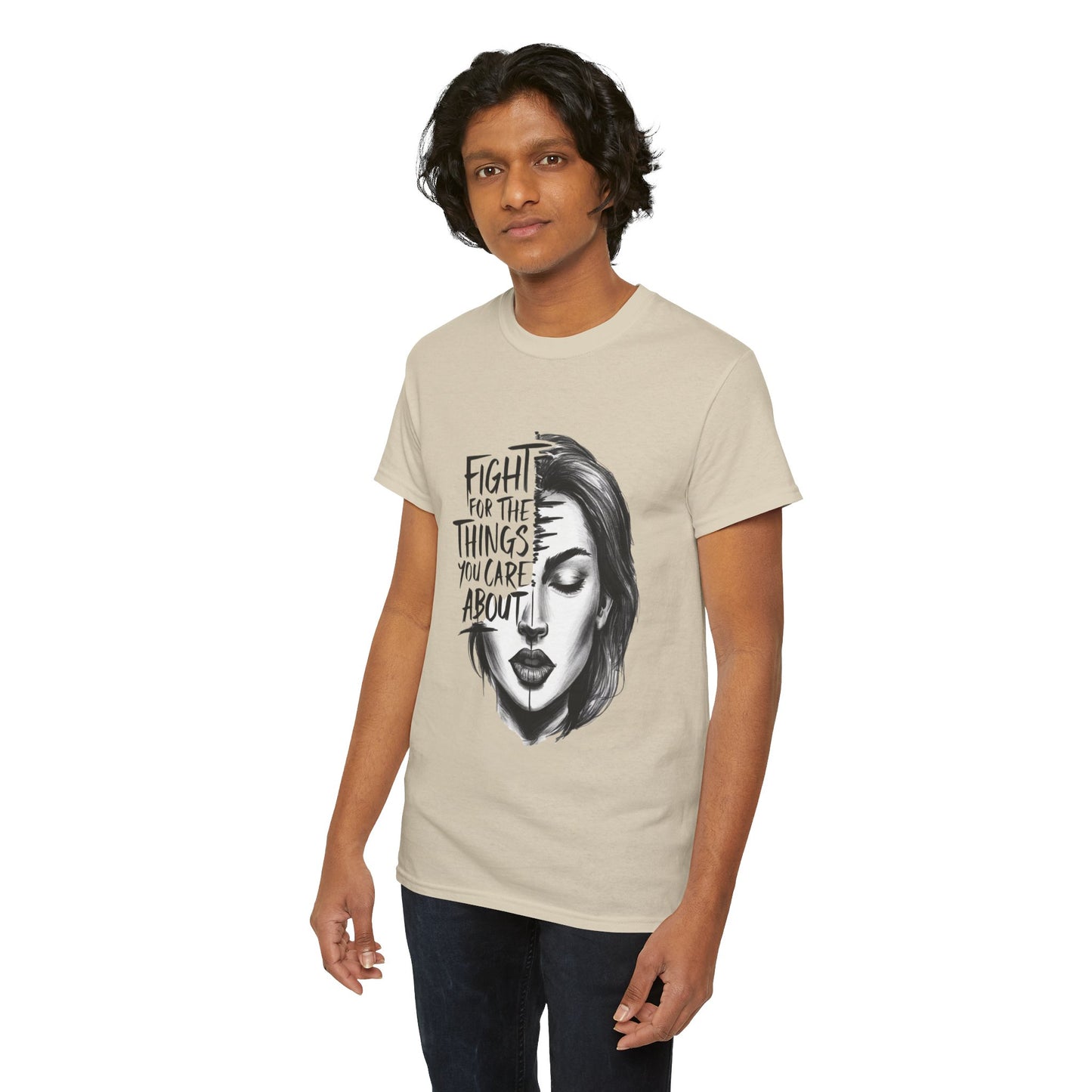 Fight Printed T Shirt with Hearts