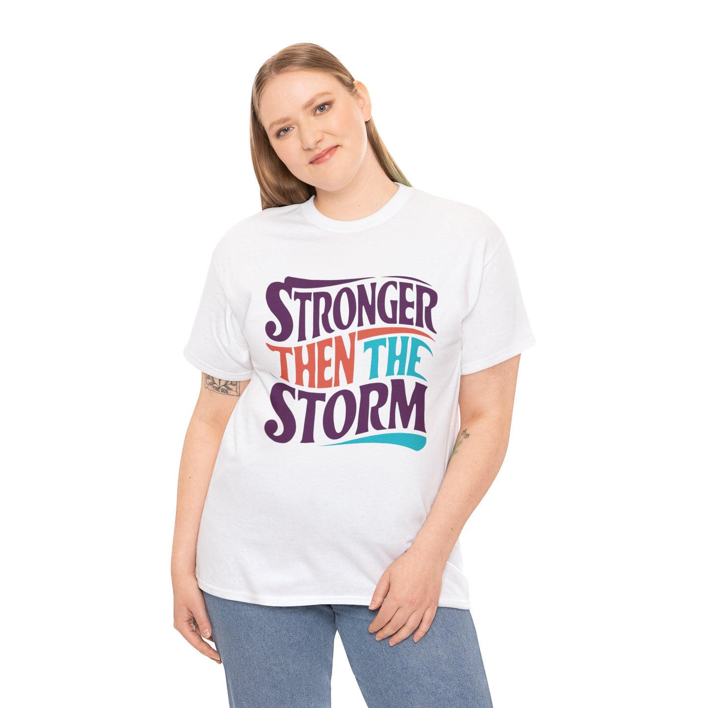Stronger Then  Printed T Shirt with Hearts