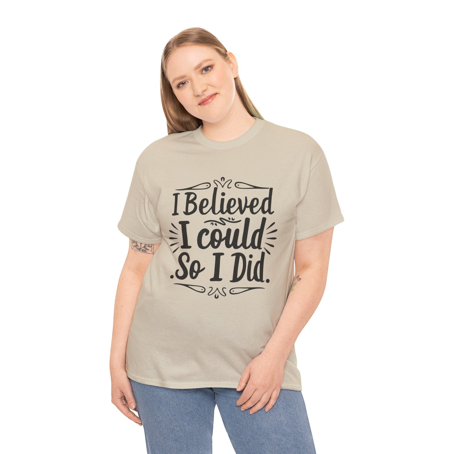 I Believed Printed T Shirt with Hearts