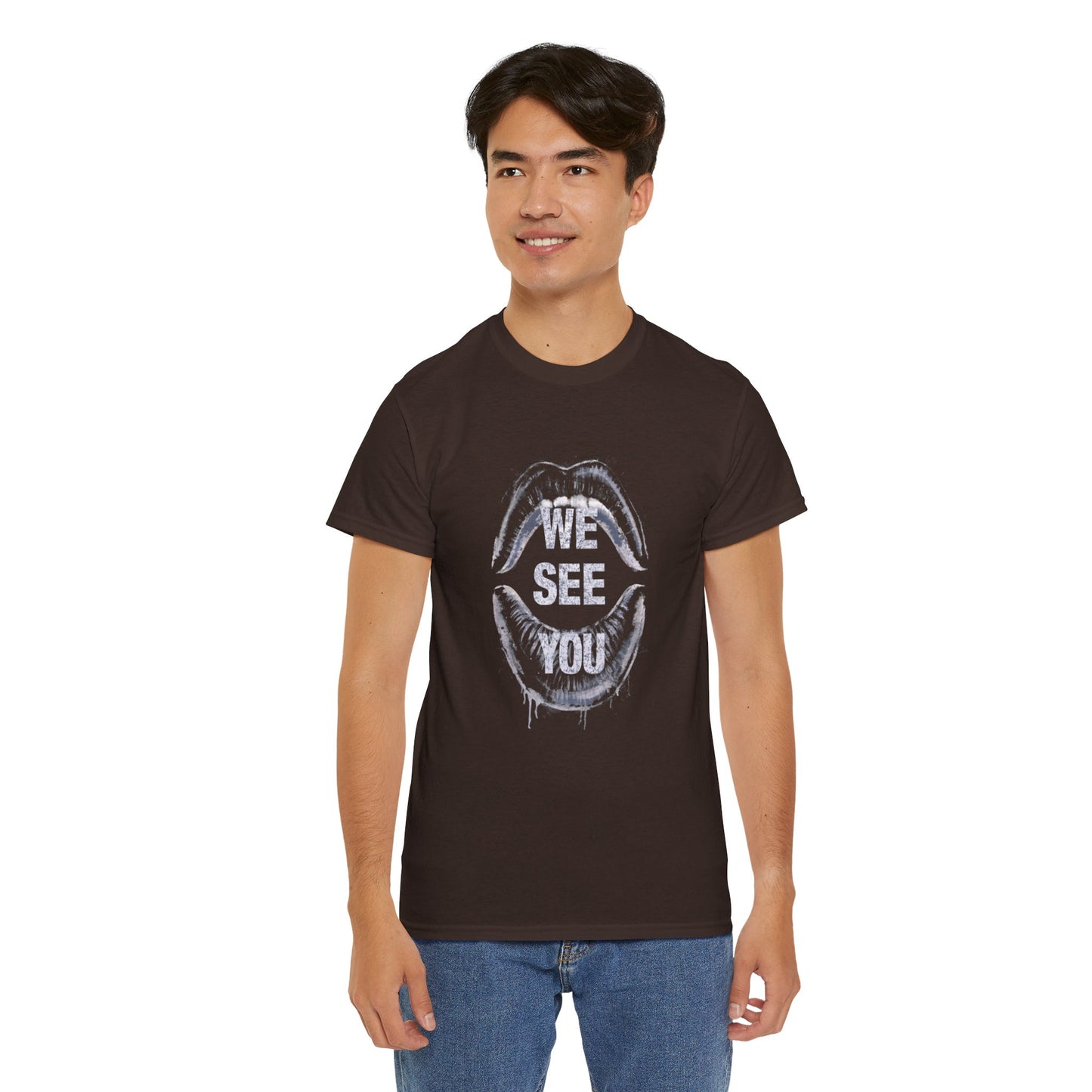 WE See You Printed T Shirt with Hearts