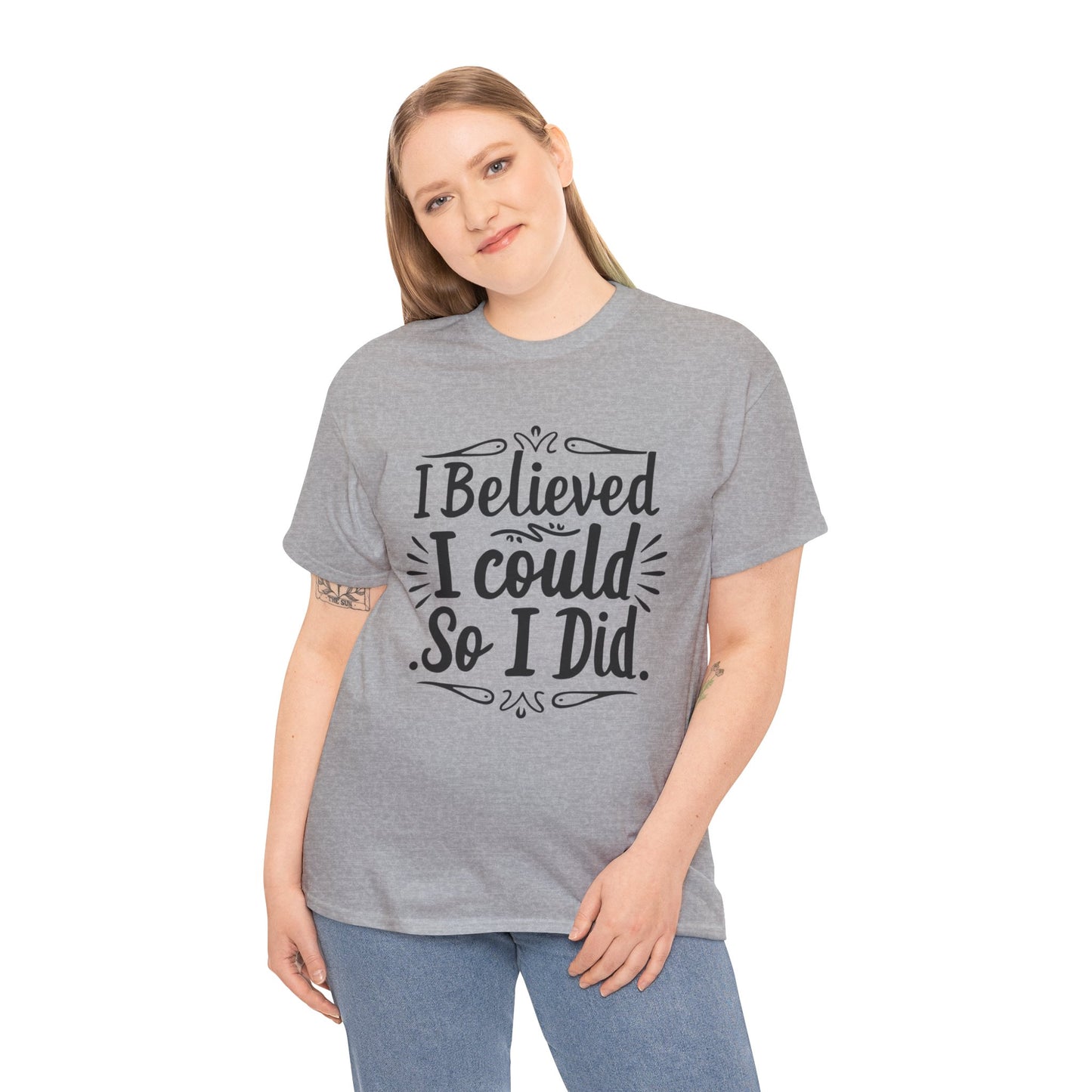 I Believed Printed T Shirt with Hearts