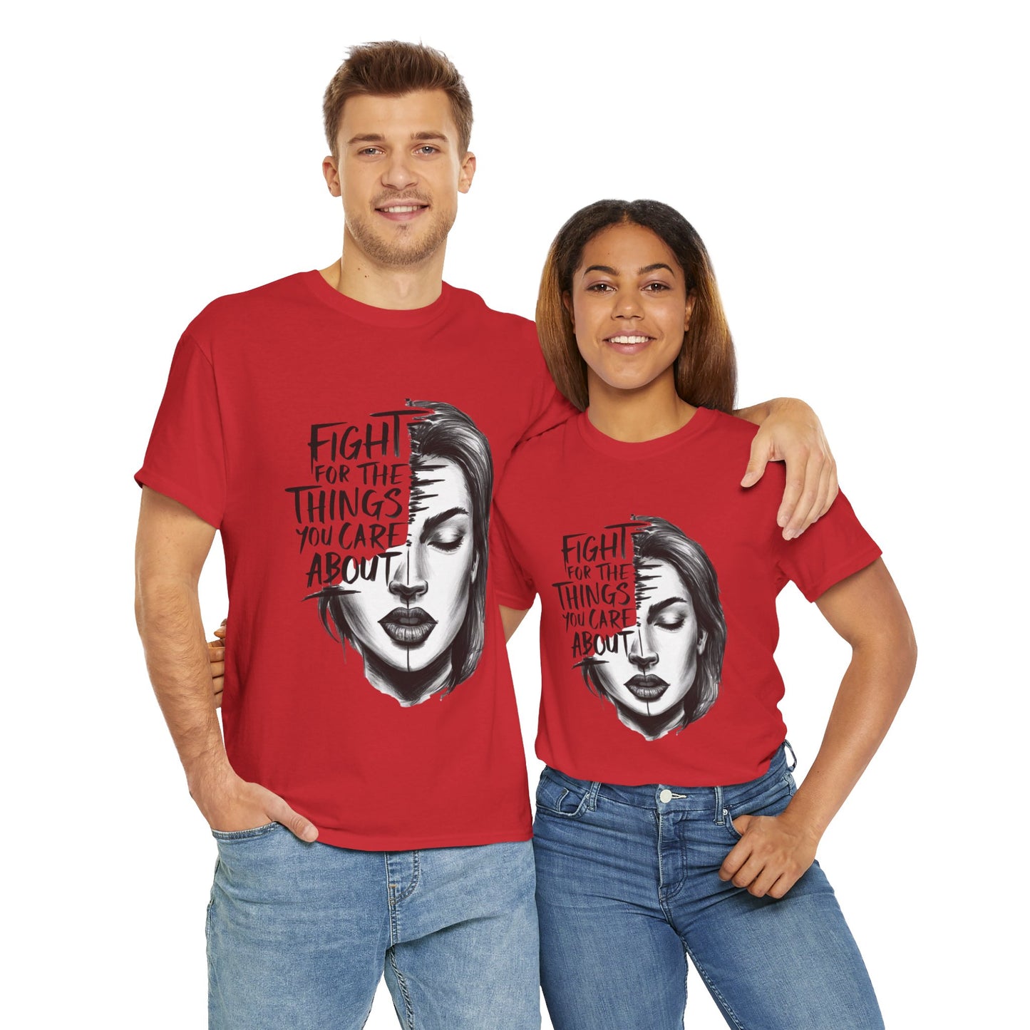 Fight Printed T Shirt with Hearts