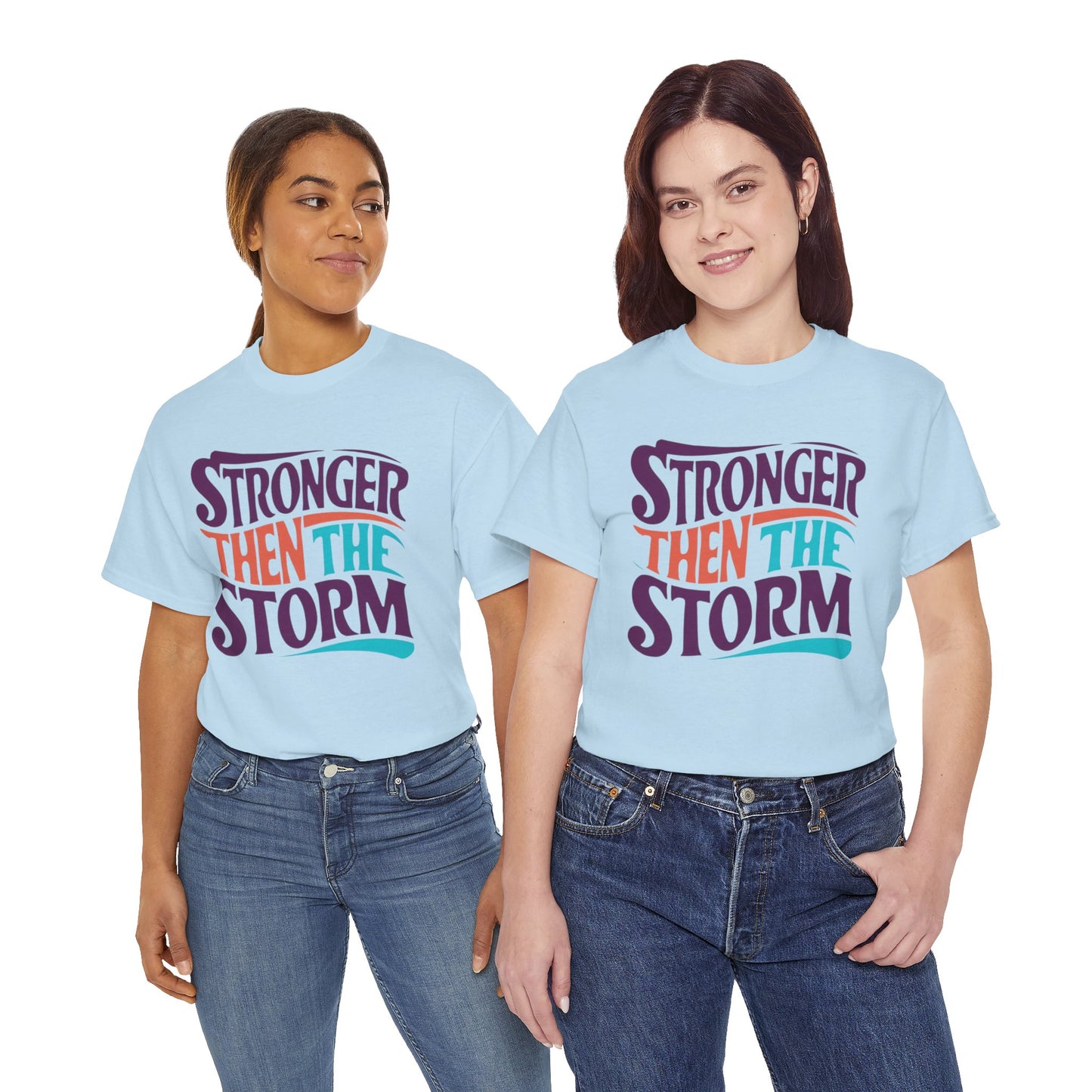 Stronger Then  Printed T Shirt with Hearts