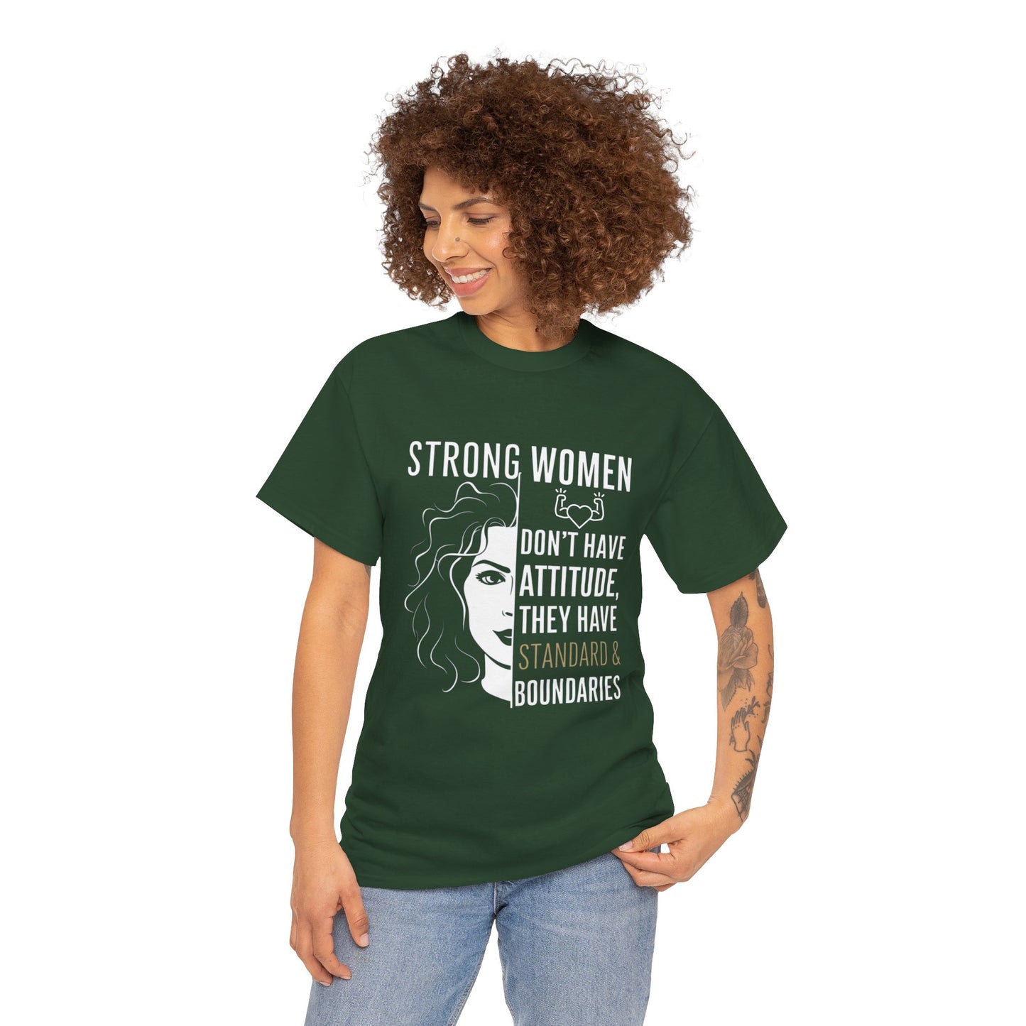 Strong Women Printed T Shirt with Hearts