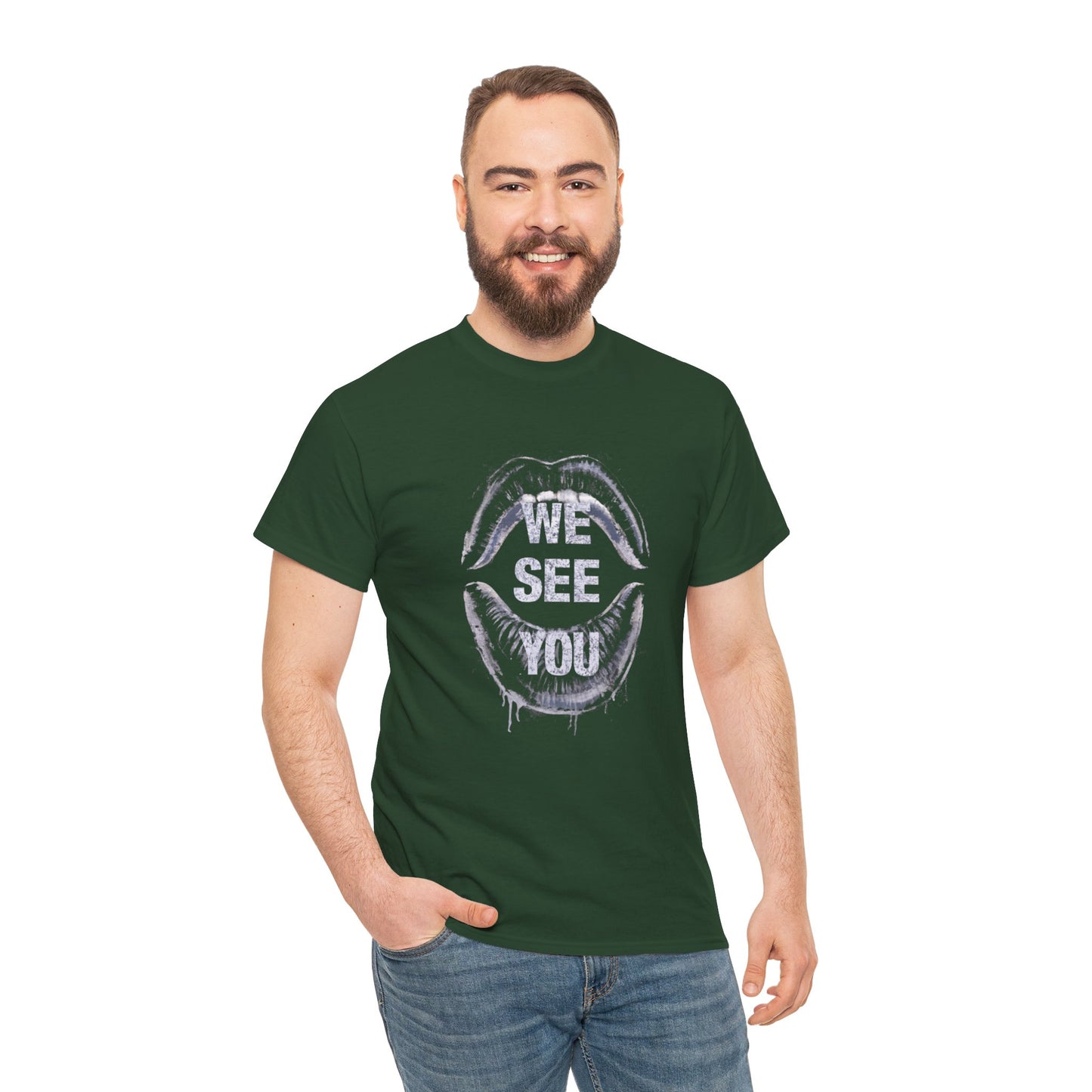 WE See You Printed T Shirt with Hearts