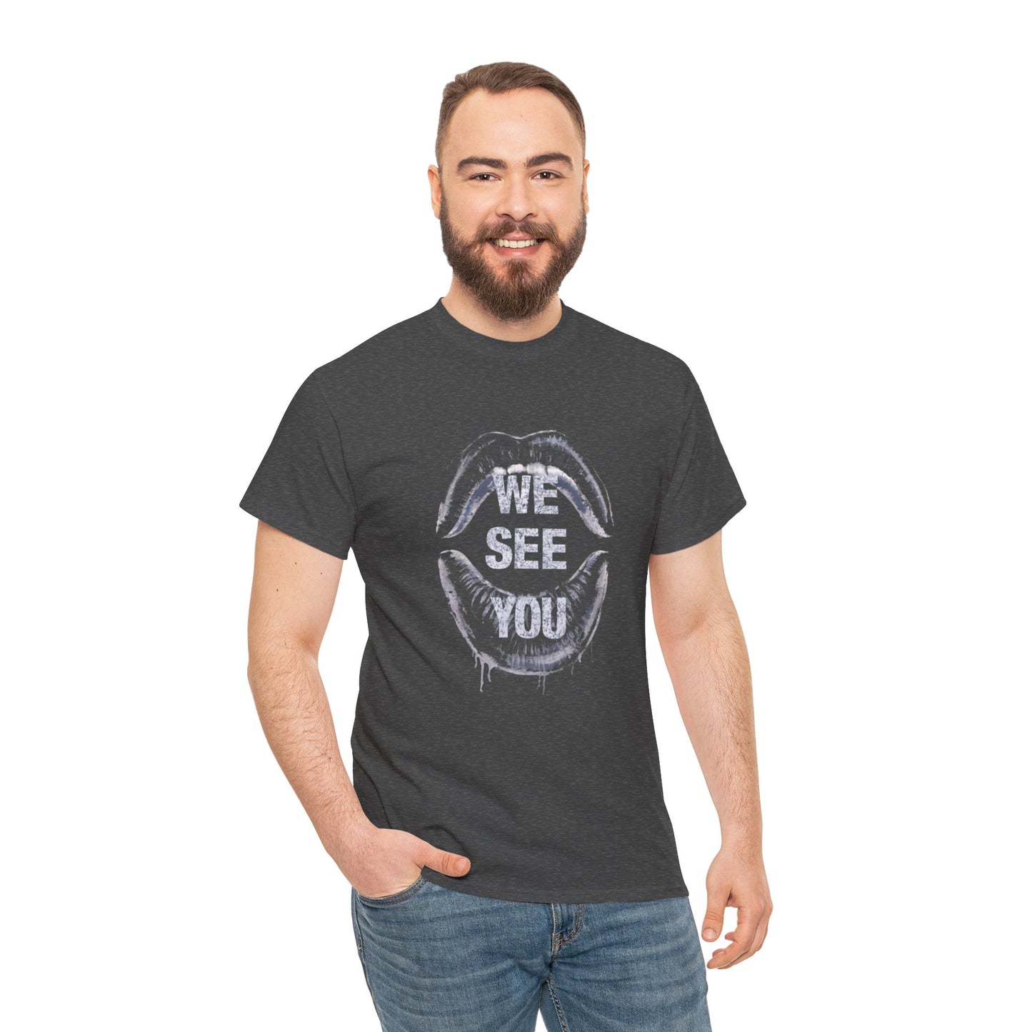 WE See You Printed T Shirt with Hearts