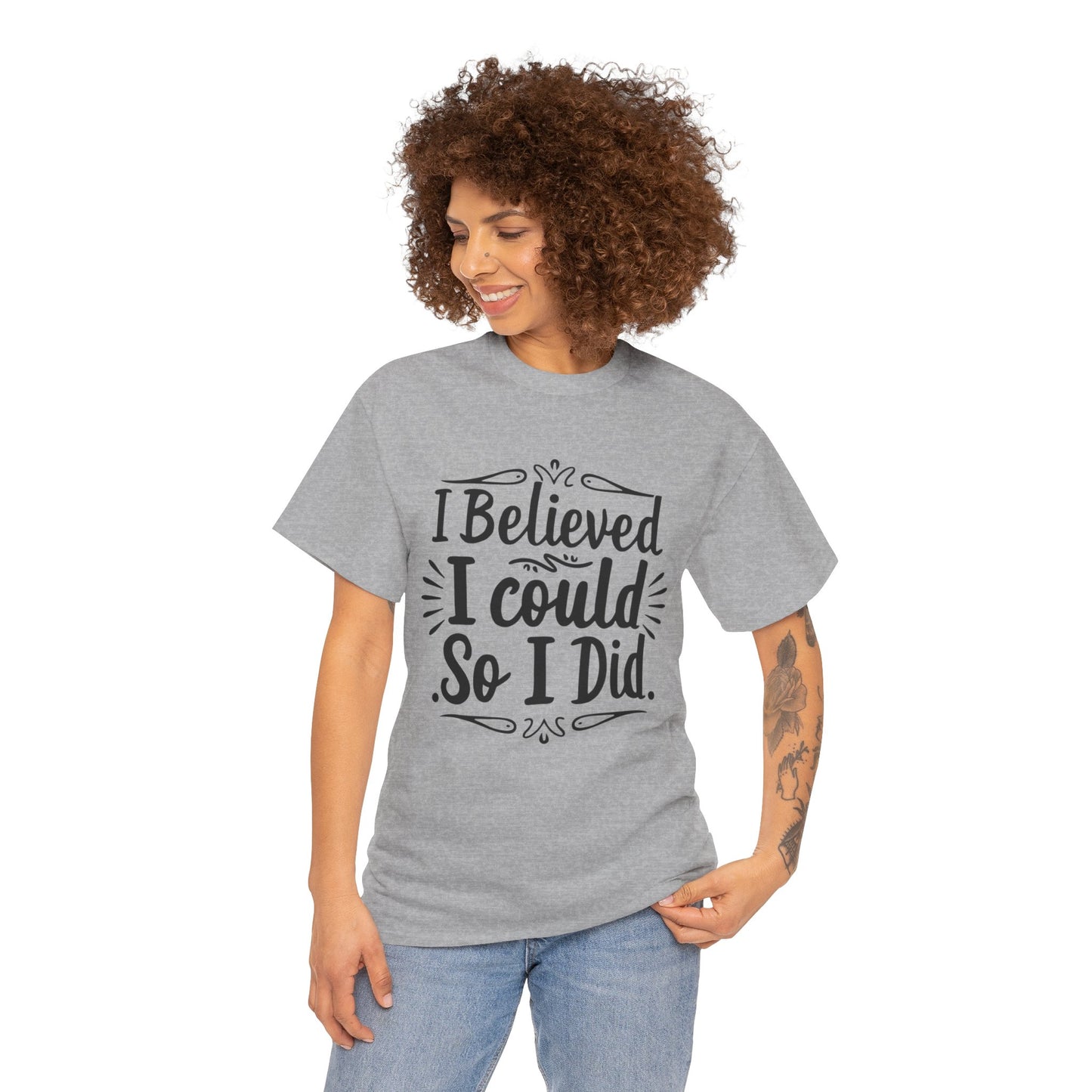 I Believed Printed T Shirt with Hearts