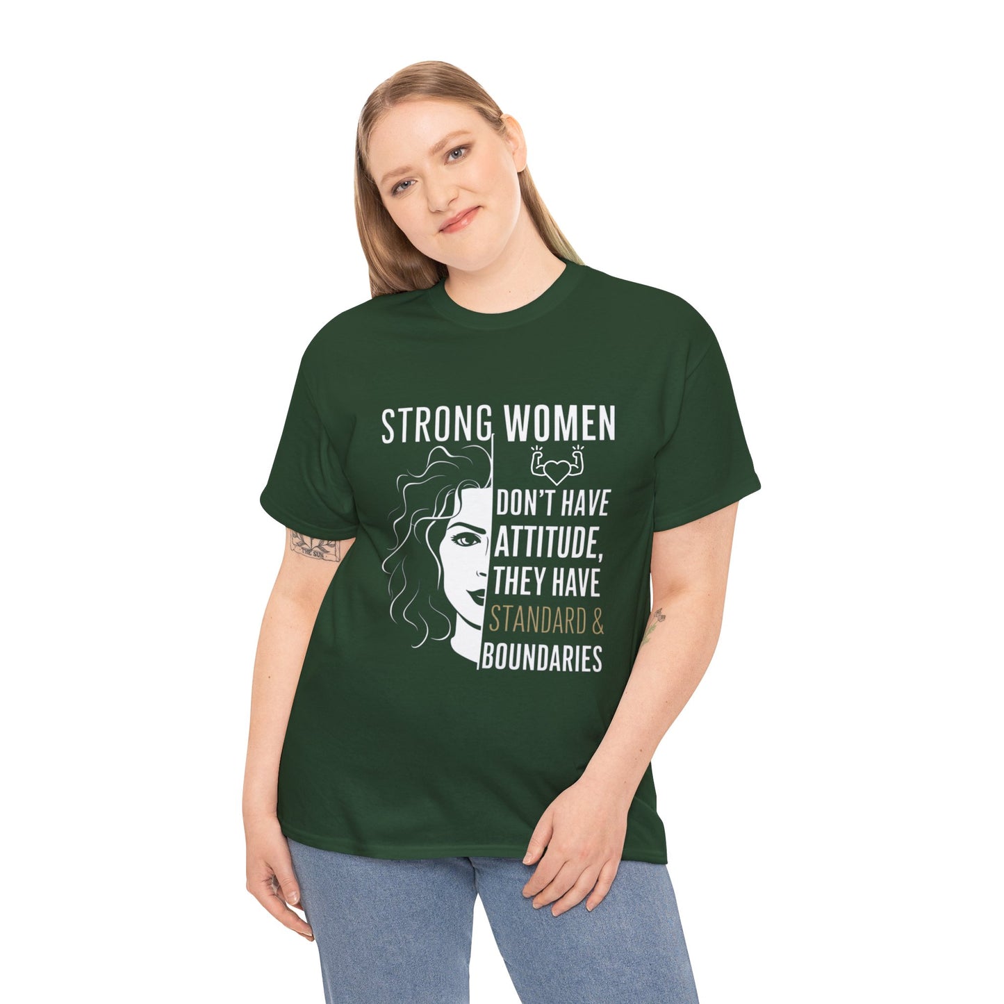Strong Women Printed T Shirt with Hearts