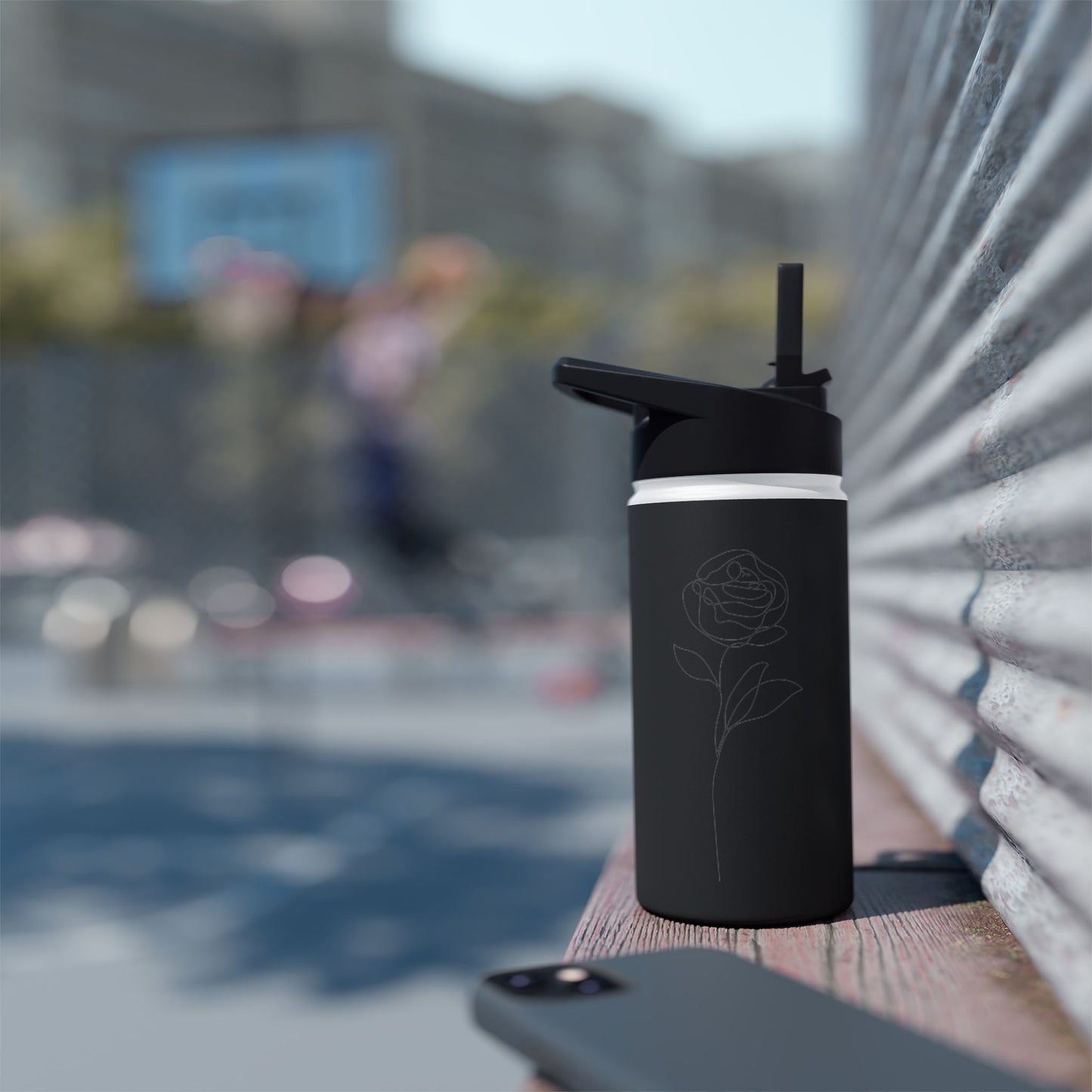 Flower Stainless Steel Water Bottle, Standard Lid