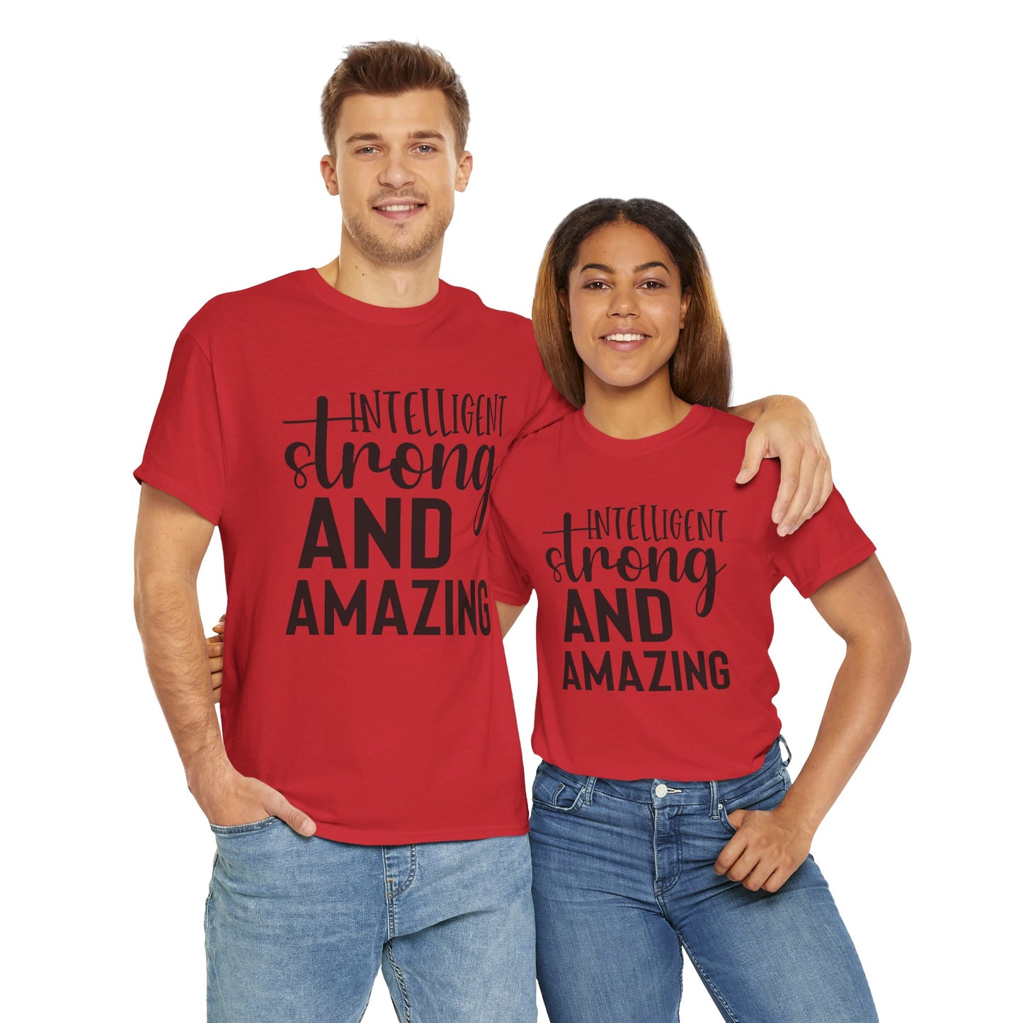 Intelligent Strong Printed T Shirt with Hearts