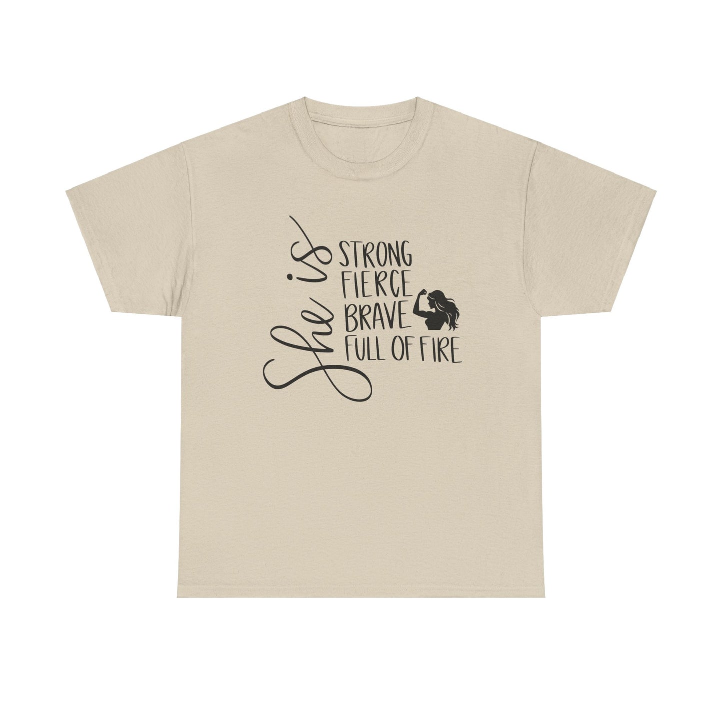 She Is Strong Printed T Shirt with Hearts