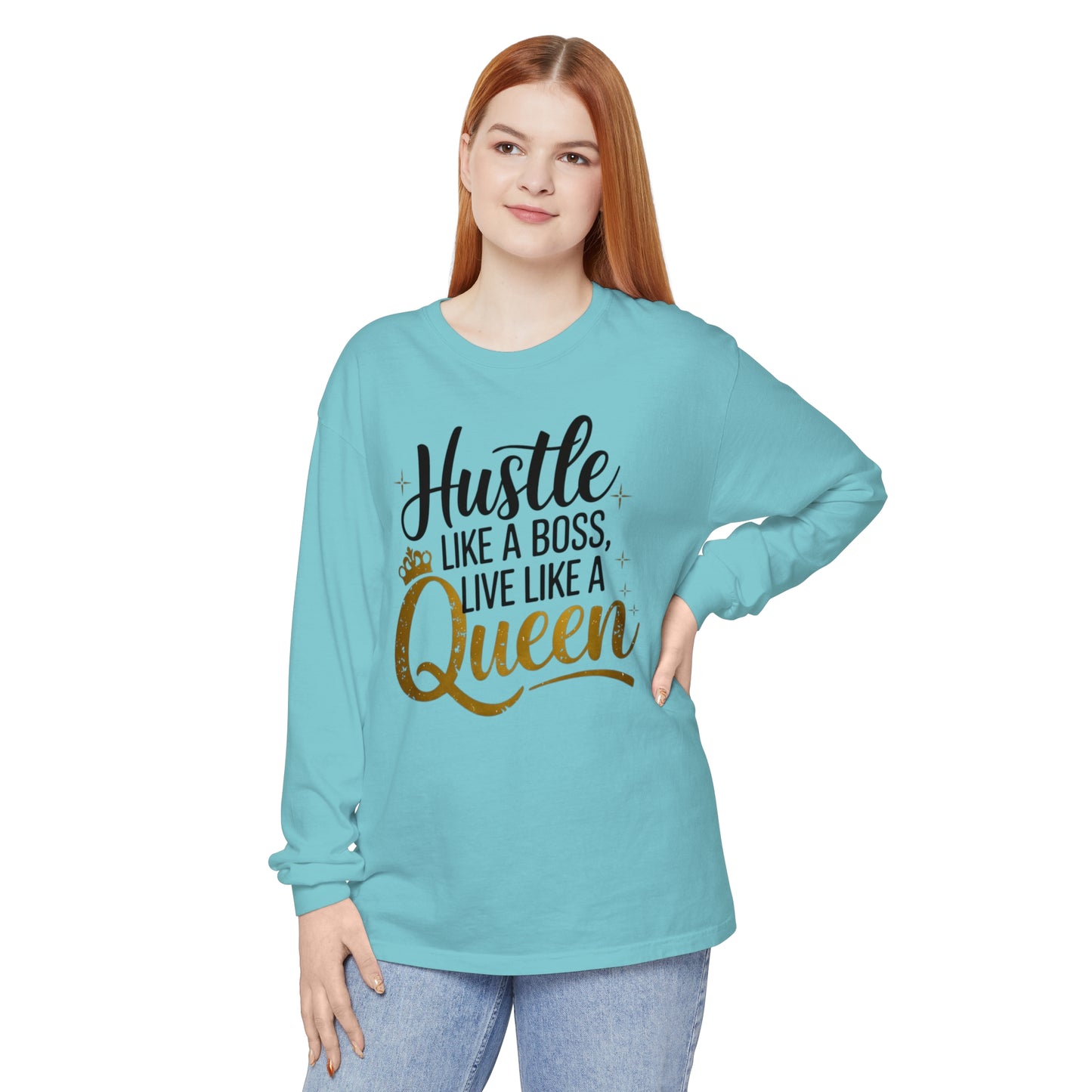 Hustle Women Garment-dyed Long Sleeve T-Shirt