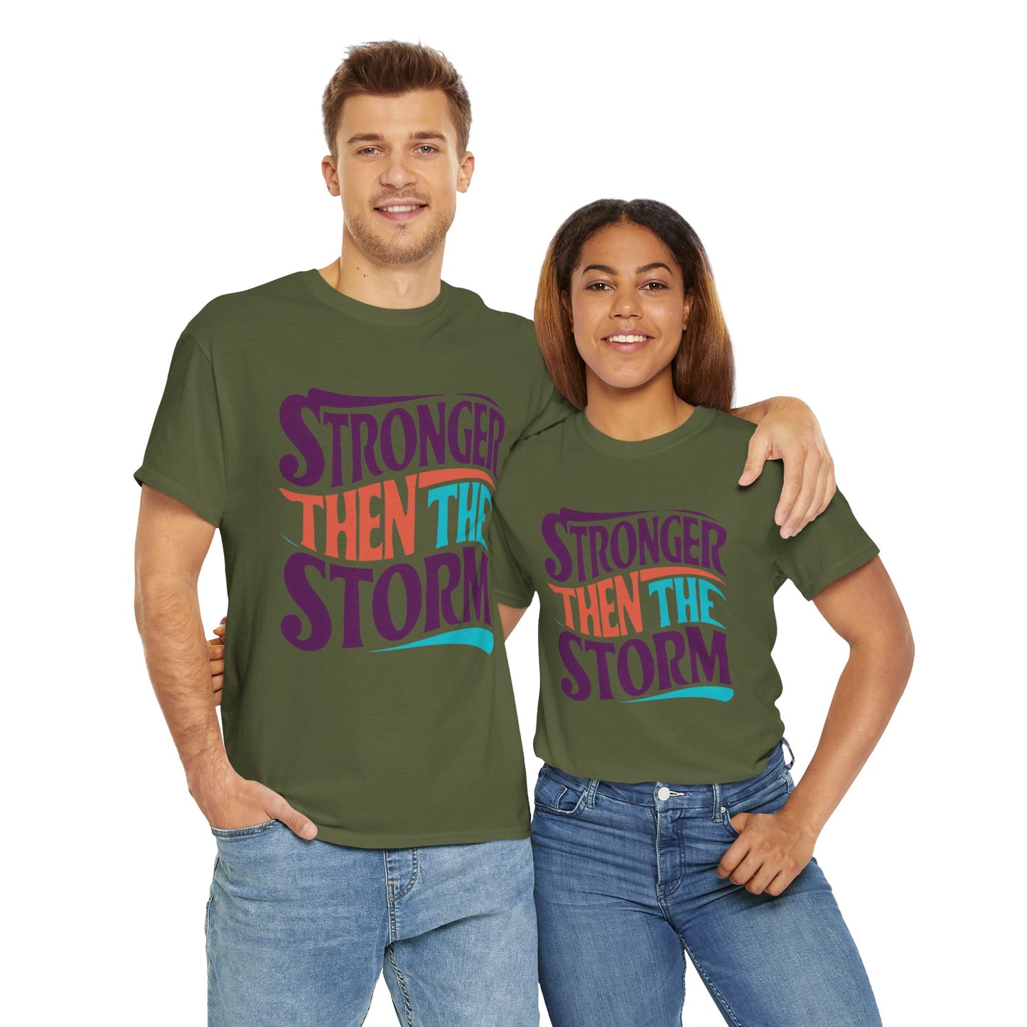 Stronger Then  Printed T Shirt with Hearts