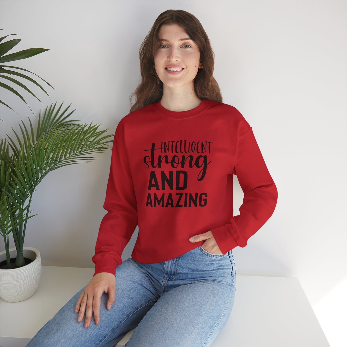 Intelligent Strong And Amazing Unisex Heavy Blend™ Crewneck Sweatshirt