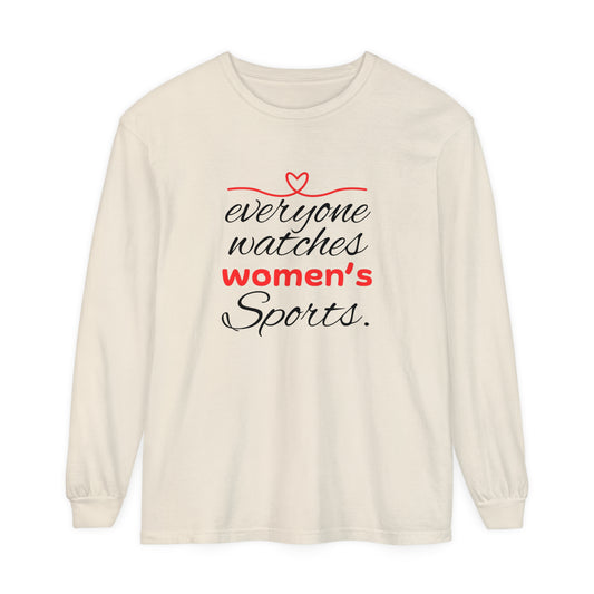 Evveryone watches Women Garment-dyed Long Sleeve T-Shirt