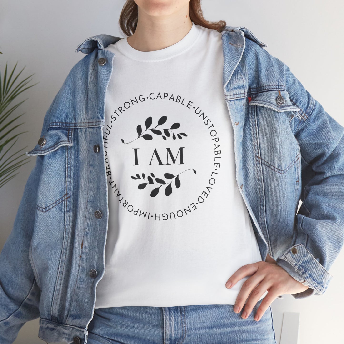 I AM Printed T Shirt with Hearts