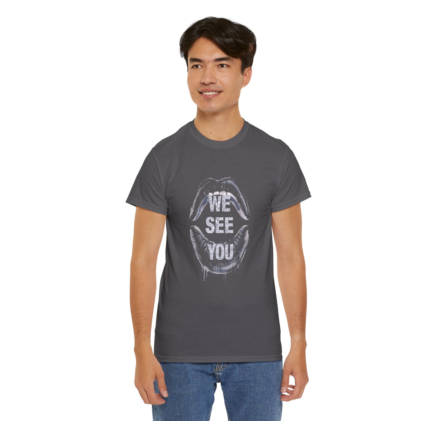 WE See You Printed T Shirt with Hearts