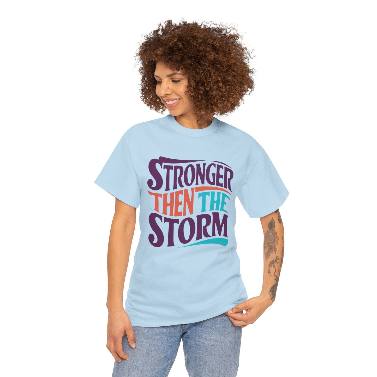 Stronger Then  Printed T Shirt with Hearts