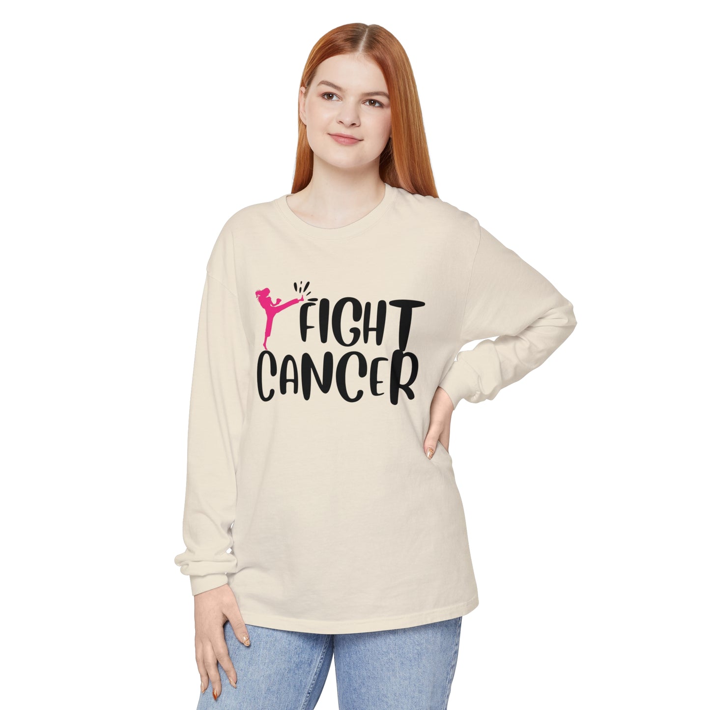Fight Cancer Unisex Garment-dyed Long Sleeve T-Shirt
