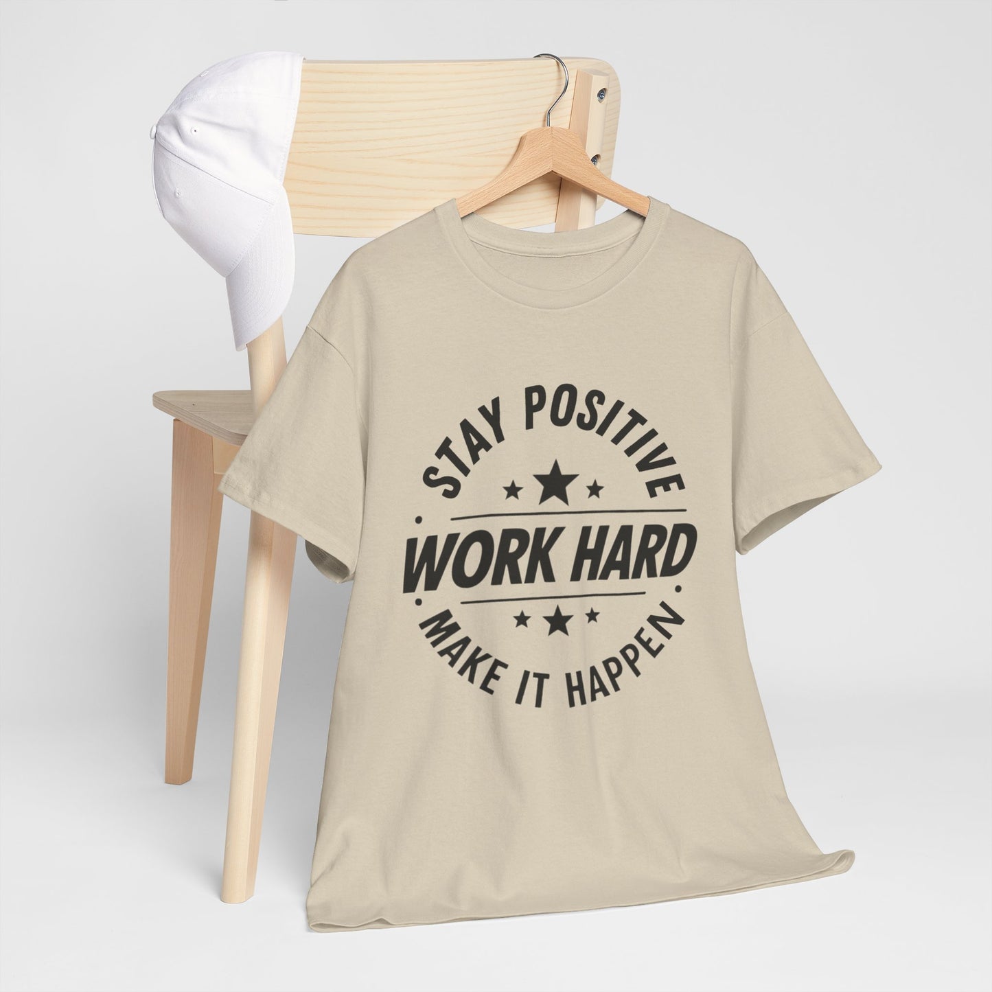 Stay Positive Printed T Shirt with Hearts