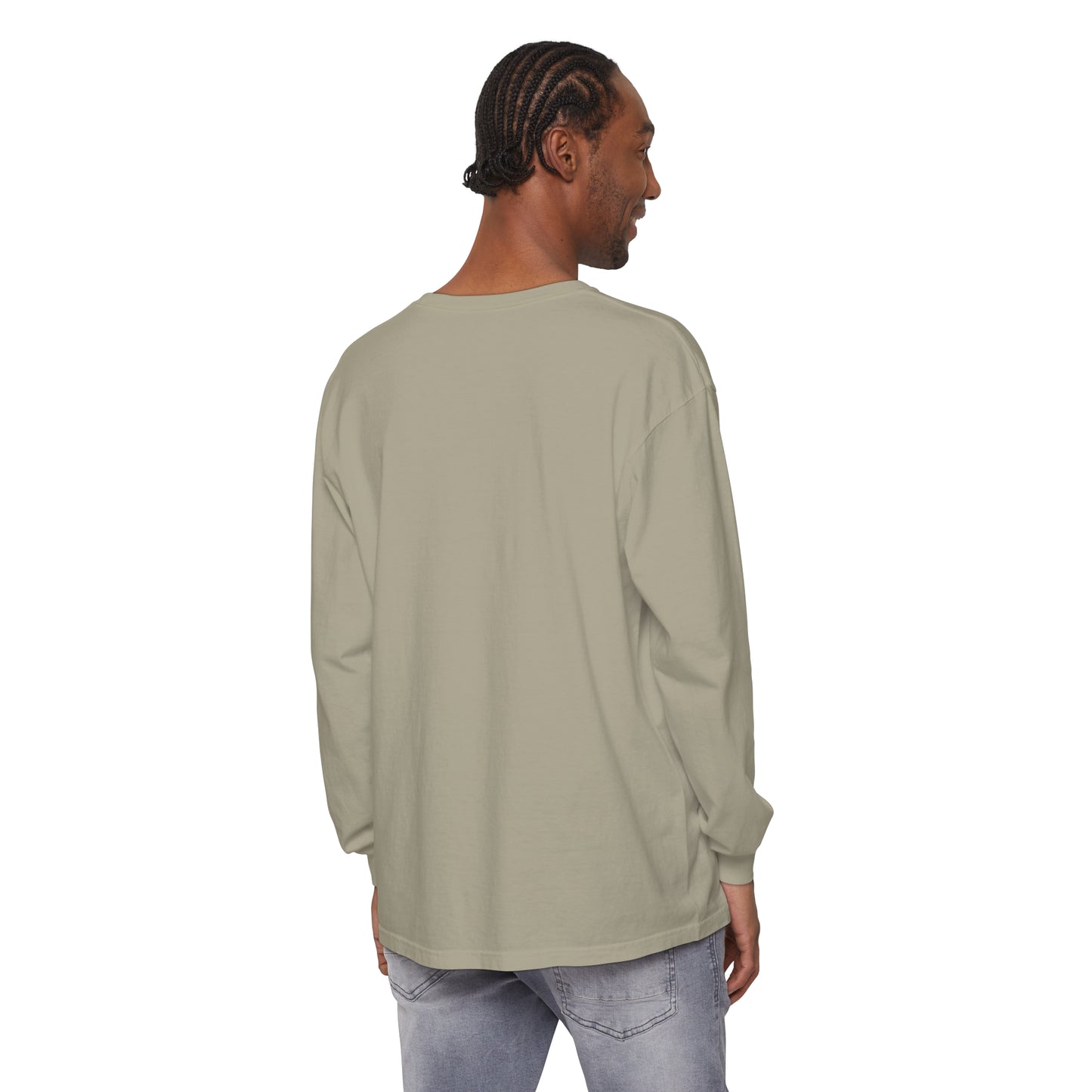 A Woman Garment-dyed Long Sleeve T-Shirt