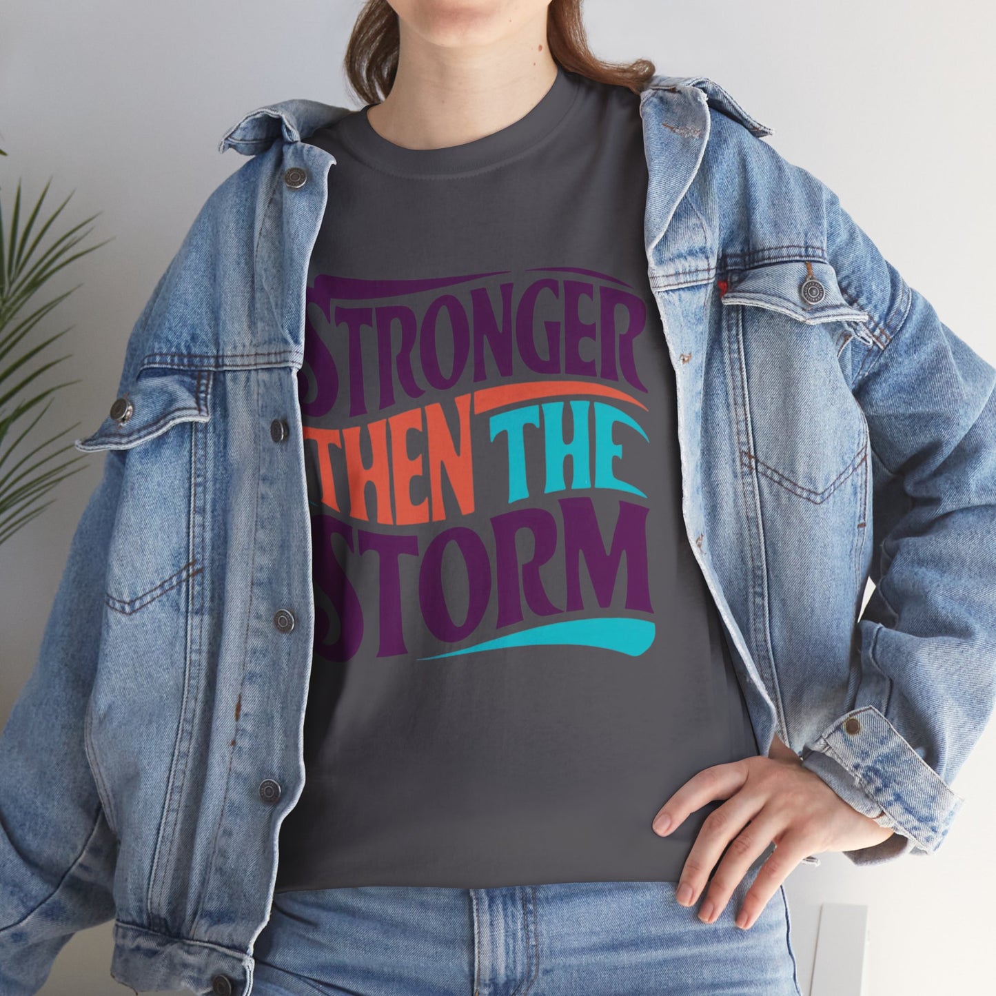 Stronger Then  Printed T Shirt with Hearts