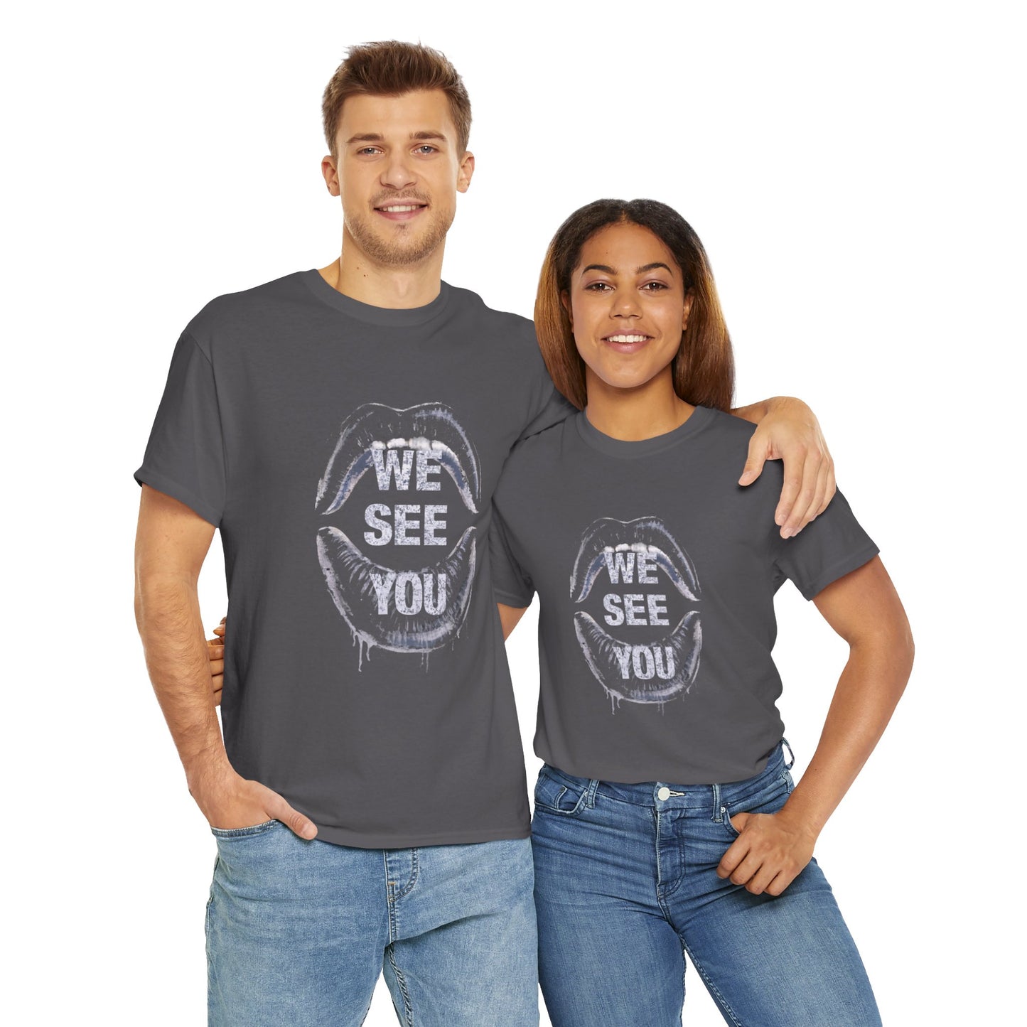 WE See You Printed T Shirt with Hearts