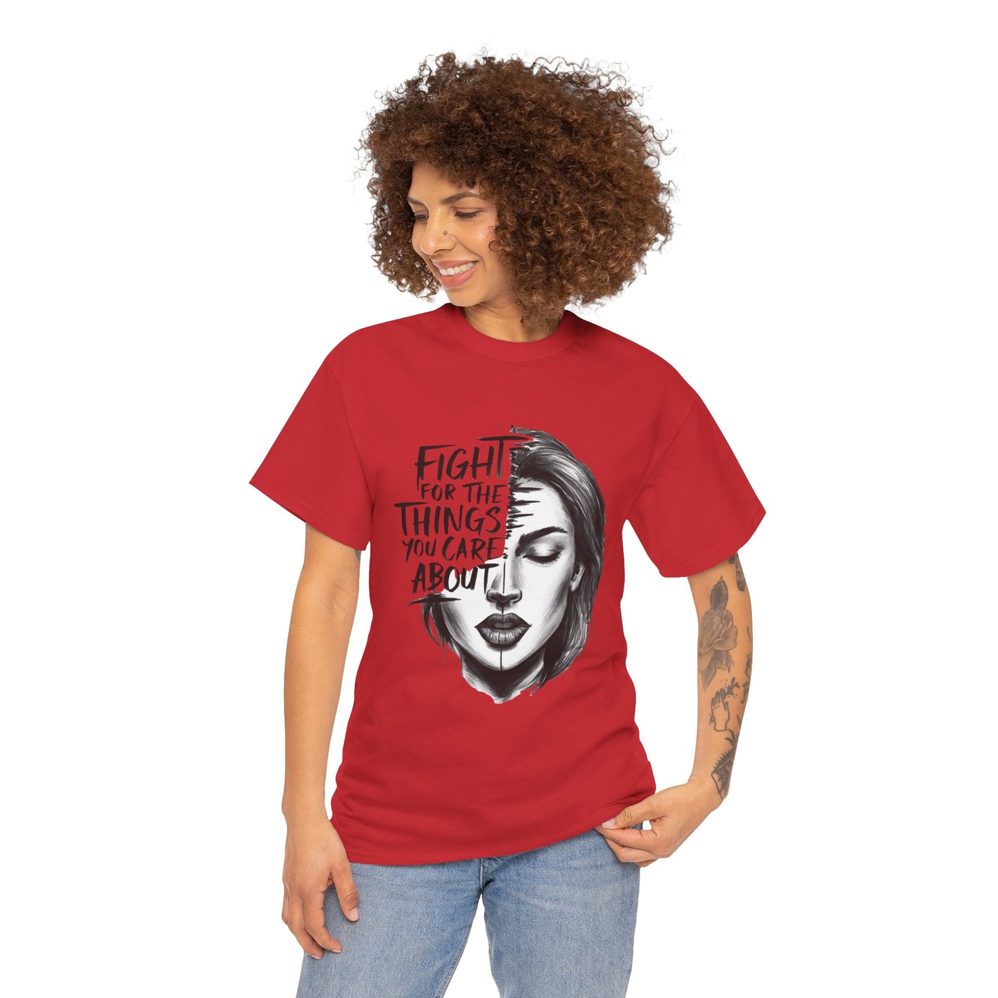 Fight Printed T Shirt with Hearts