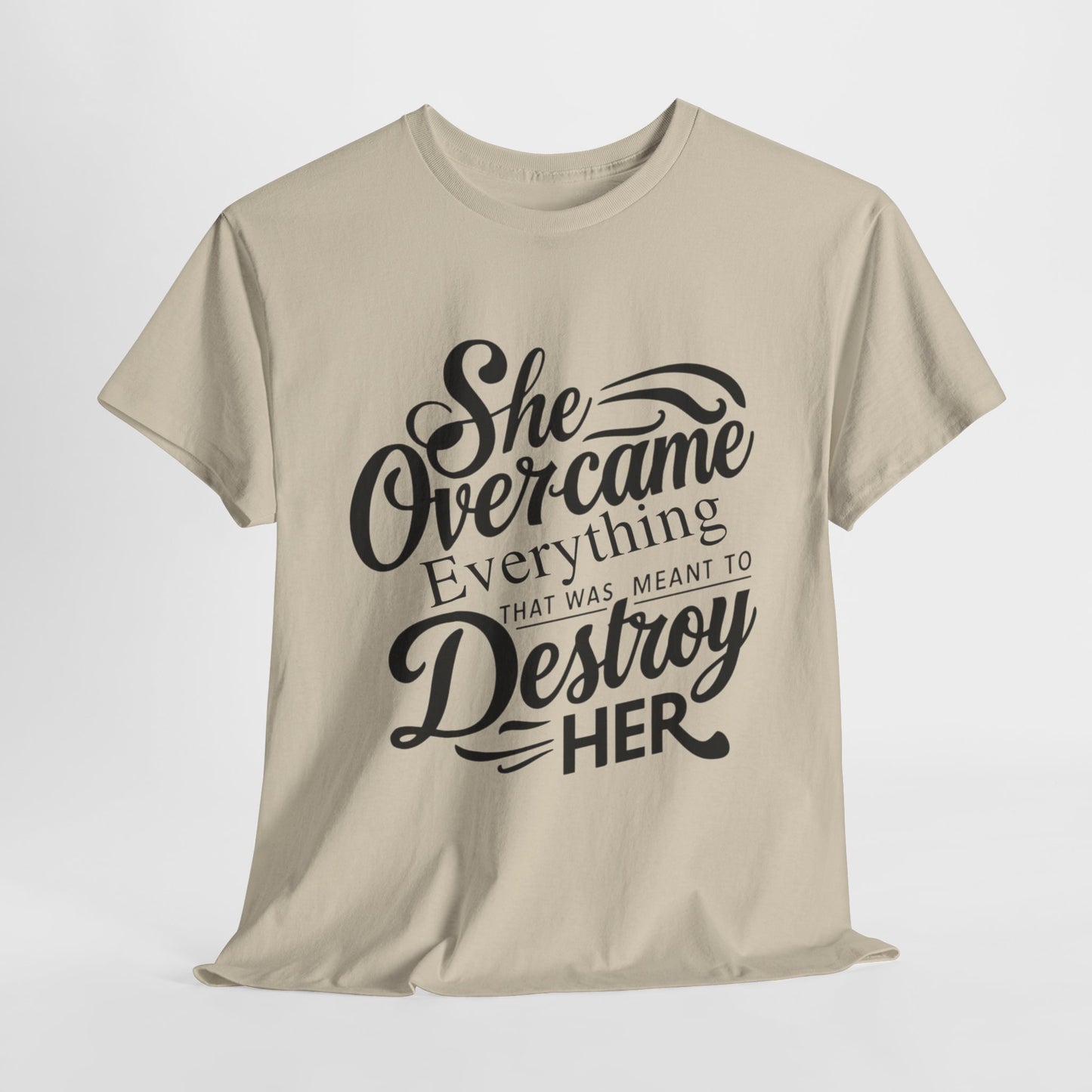 She Overcame Printed T Shirt with Hearts