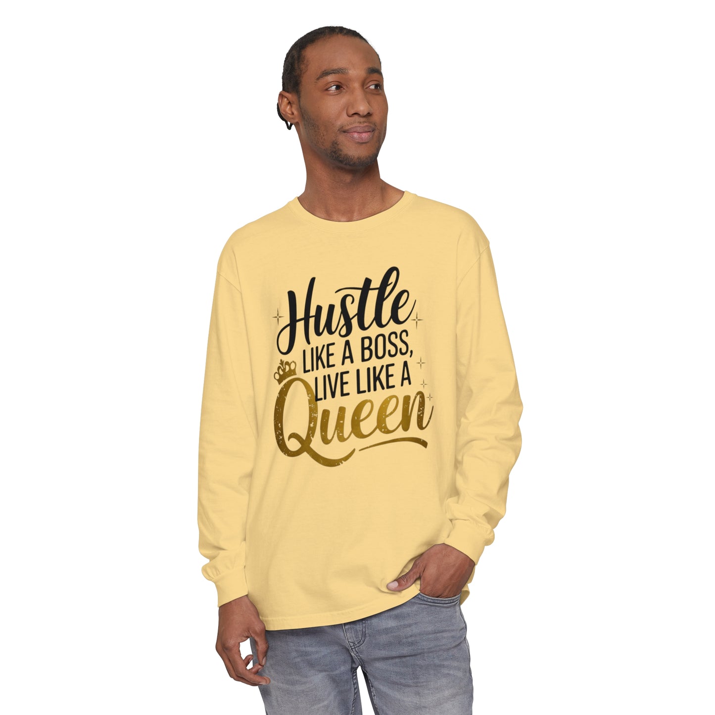 Hustle Women Garment-dyed Long Sleeve T-Shirt