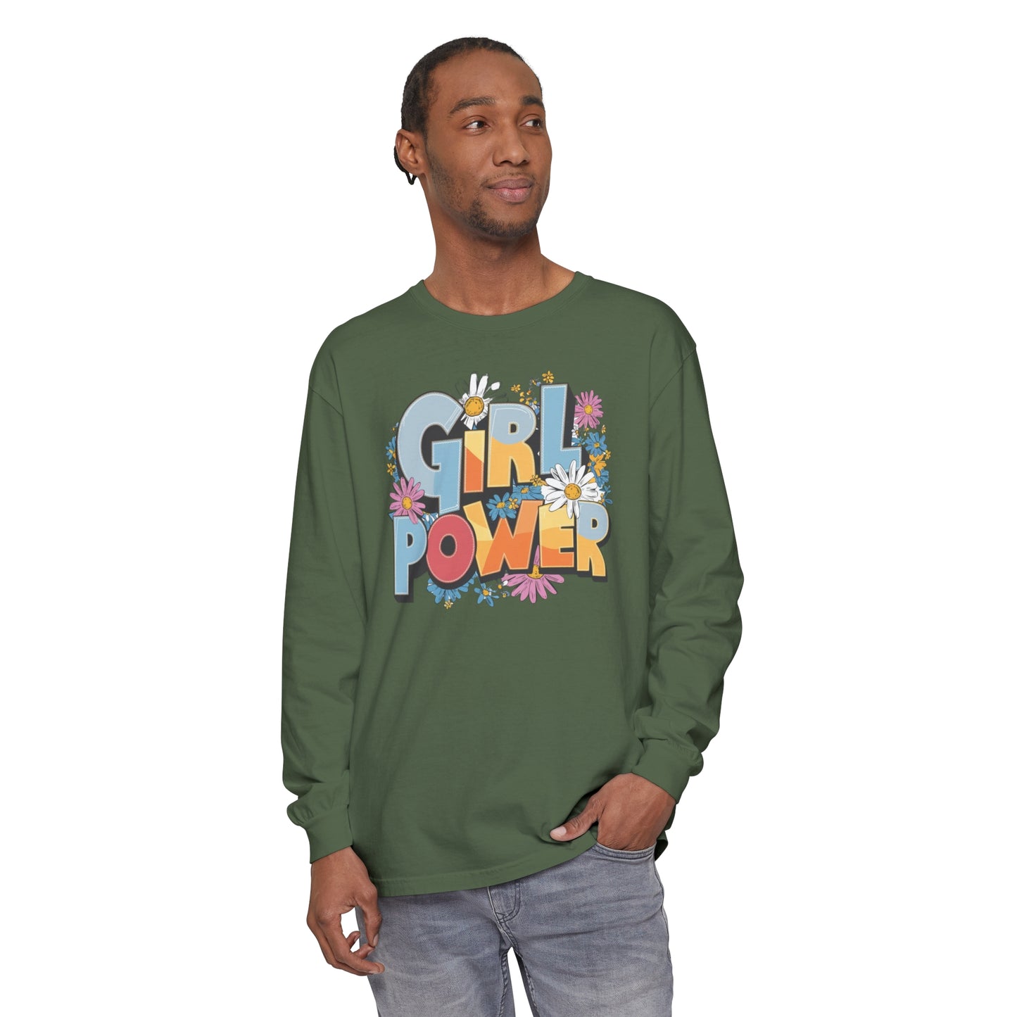 Girl Power Women Garment-dyed Long Sleeve T-Shirt