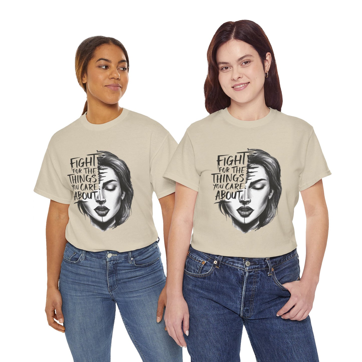 Fight Printed T Shirt with Hearts
