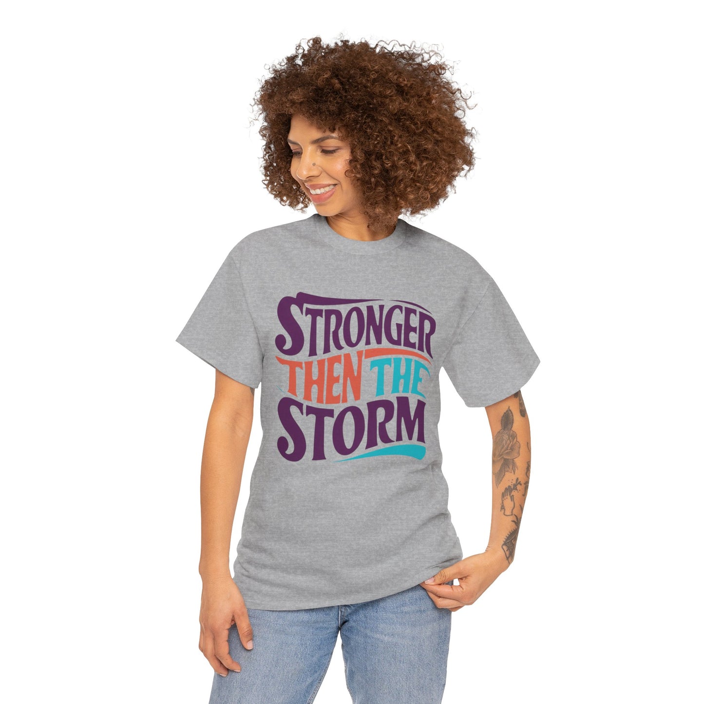 Stronger Then  Printed T Shirt with Hearts