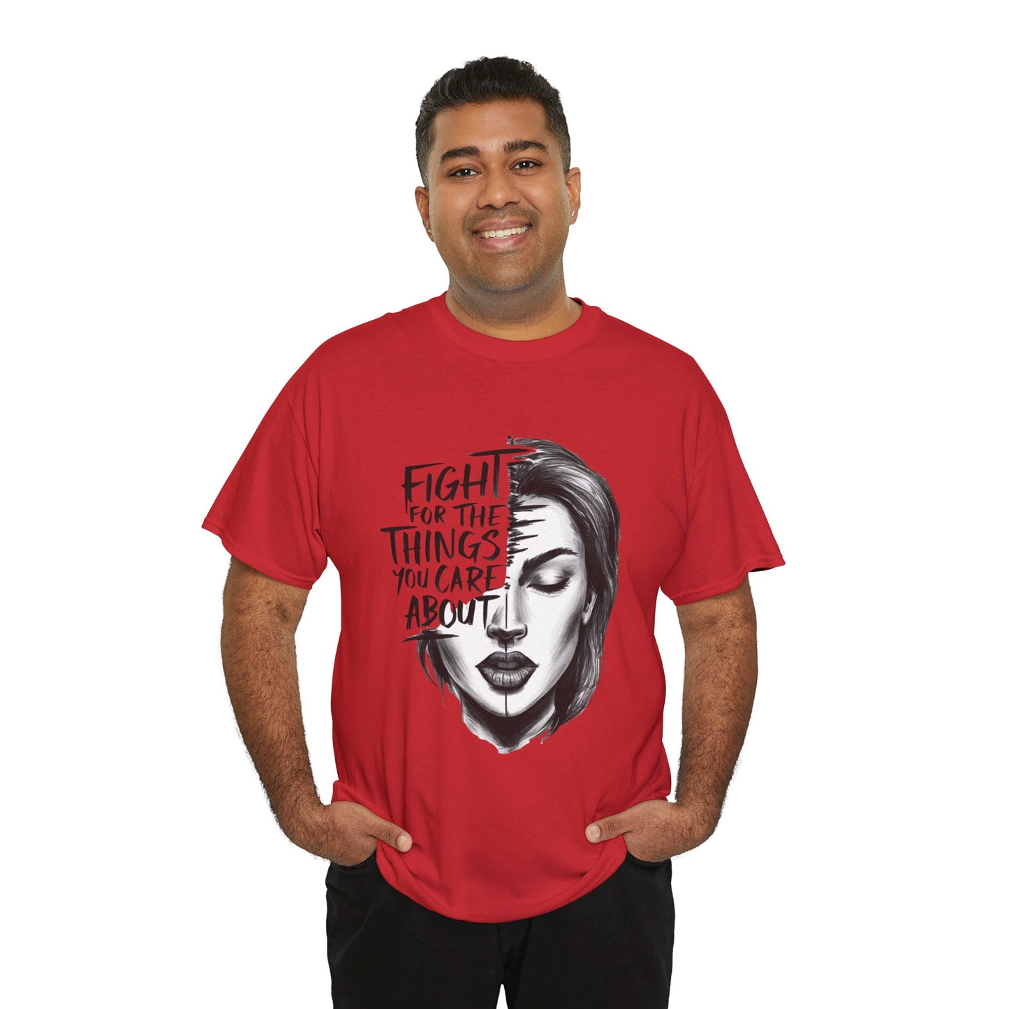 Fight Printed T Shirt with Hearts