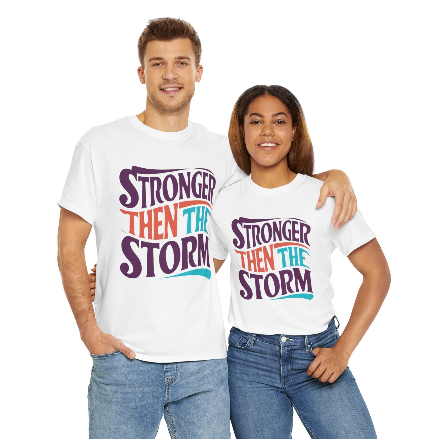 Stronger Then  Printed T Shirt with Hearts
