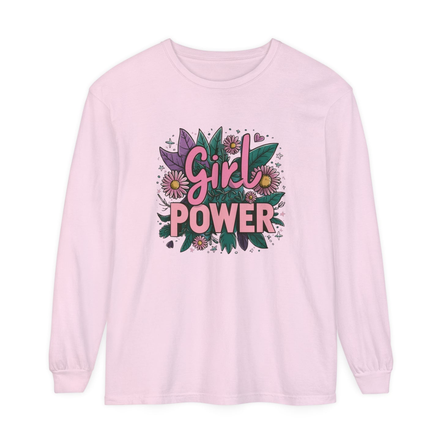 Girl Power Women Garment-dyed Long Sleeve T-Shirt