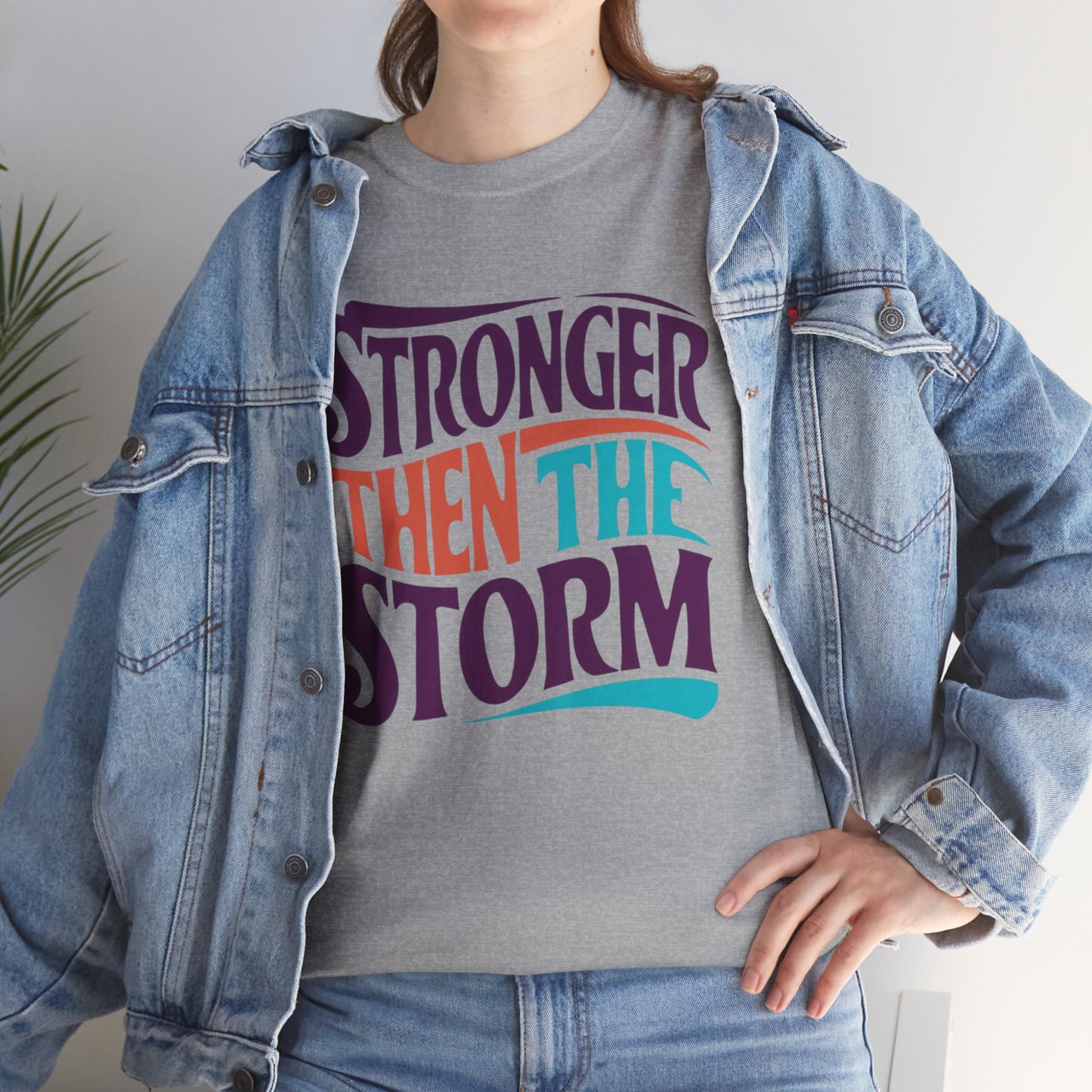 Stronger Then  Printed T Shirt with Hearts